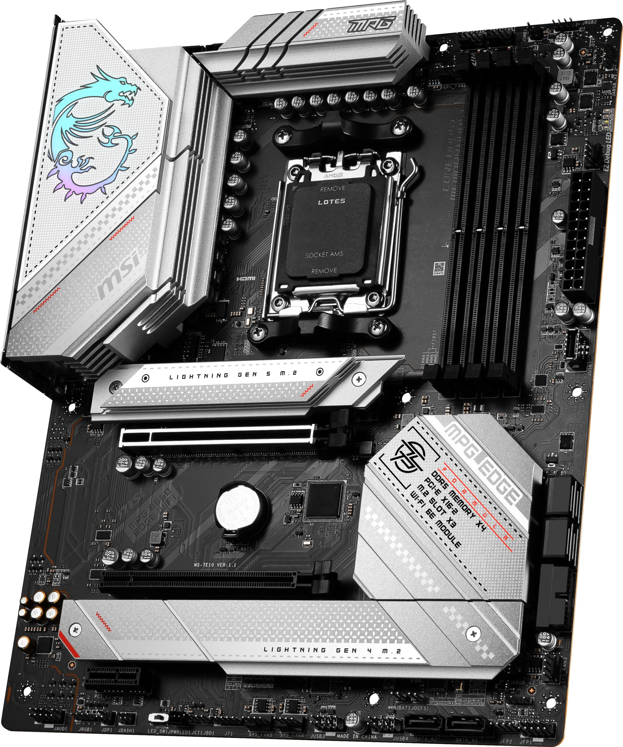 MSIMPG B650 EDGE WIFI Motherboard, ATX Supports AMD Ryzen 9000 CPUs, AM5  14 phases DRPS CPU power 80A VRM, DDR5 Memory Boost 6600+MHz/OC, x