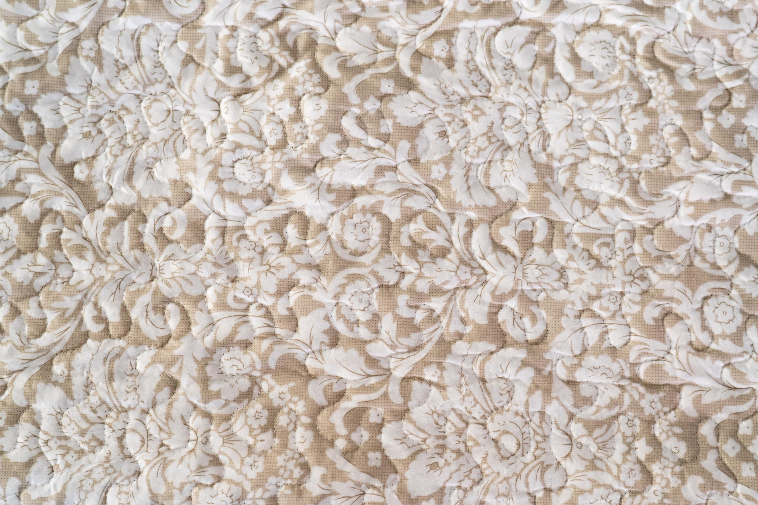 Délicat Lin Boutis 230x250 cm avec 2 Taies d'oreiller 65x65cm, Couvre-lit Matelassé 2 Personnes, Dessus de lit Fleurs