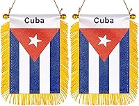 Vista 1 de ZXvZYT Bandera colgante de ventana de Cuba de 3 x 5 pulgadas, mini banderas cubanas para automóvil, decoración de espejo retrovisor, con ventosa