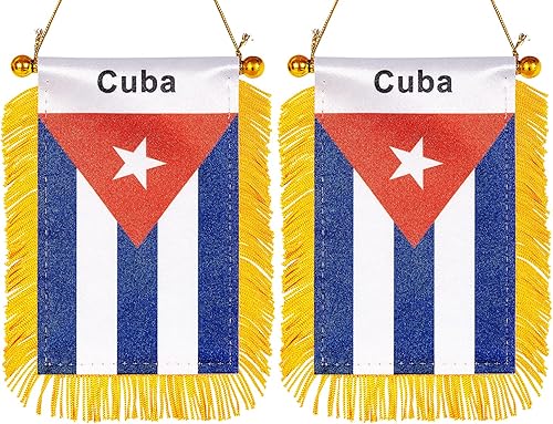 ZXvZYT Bandera colgante de ventana de Cuba de 3 x 5 pulgadas, mini banderas cubanas para automóvil, decoración de espejo retrovisor, con ventosa y