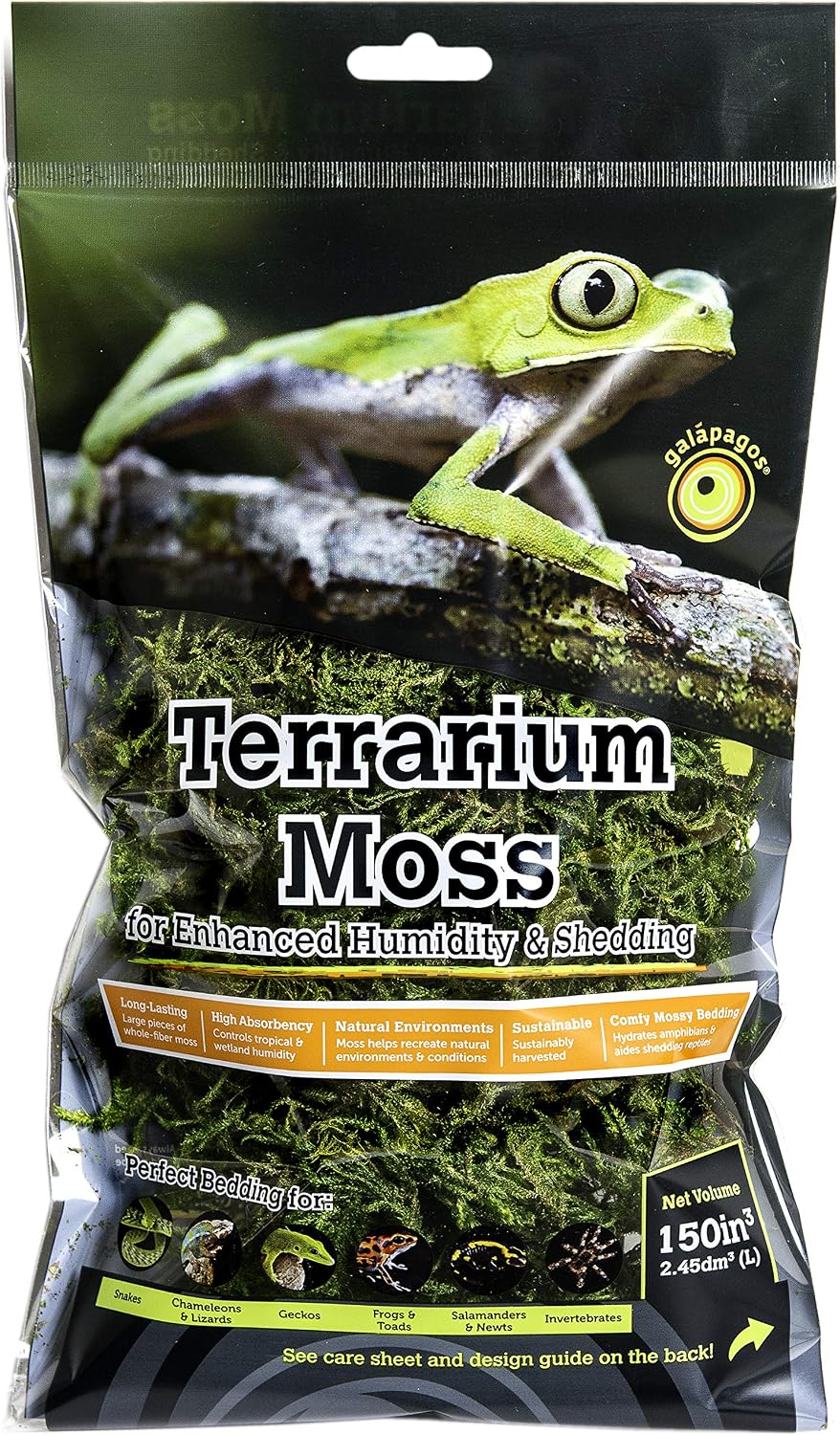 Galapagos (05211 Terrarium Sphagnum Moss, Fresh Green, 150in3 Header Bag