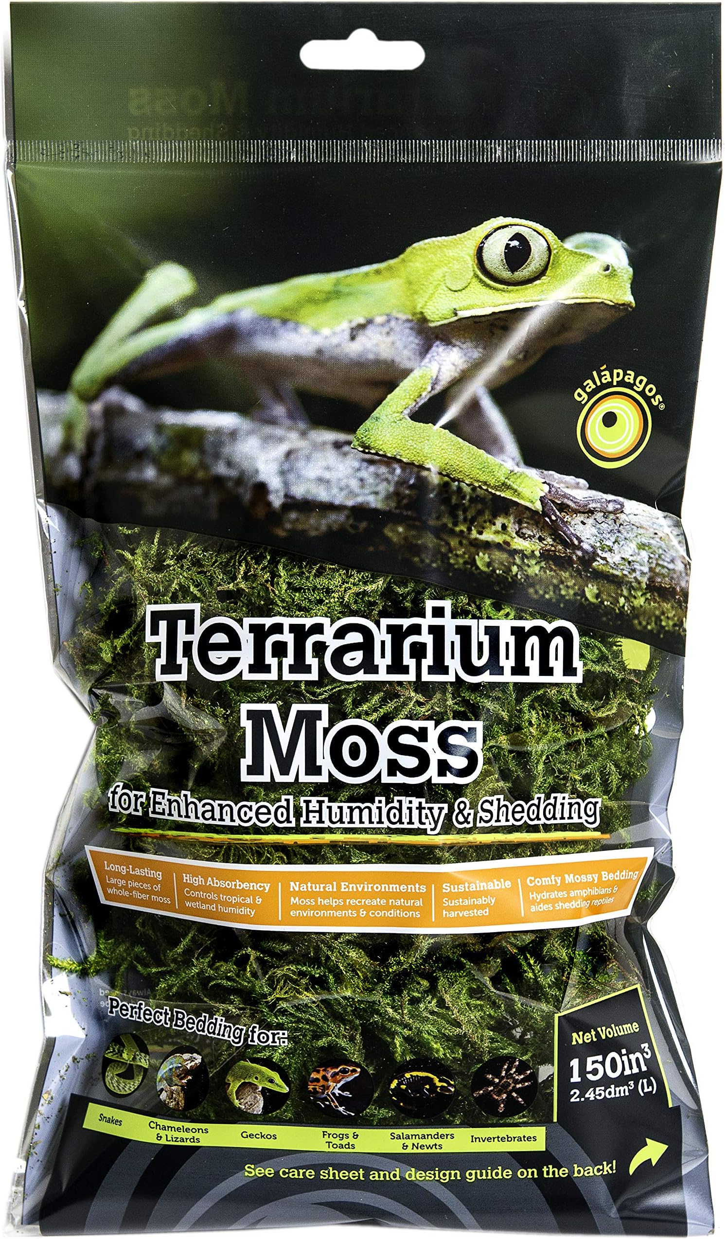 Galapagos (05211) Terrarium Sphagnum Moss, Fresh Green, 150in3 Header Bag