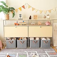 Vista 3 de GRANNY SAYS - Canastas de almacenamiento para estantes, cajas organizadoras para armario, cajas de almacenamiento para ropa con marco de metal