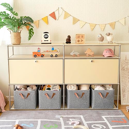 Miniatura 3 de GRANNY SAYS - Canastas de almacenamiento para estantes, cajas organizadoras para armario, cajas de almacenamiento para ropa con marco de metal,