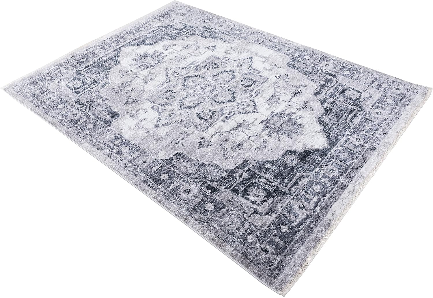 Traditional Rug for Living Room Antiqued Oriental, Area Rug Black and Multi Boho Décor Rugs for Bedroom, 5’ X 7’