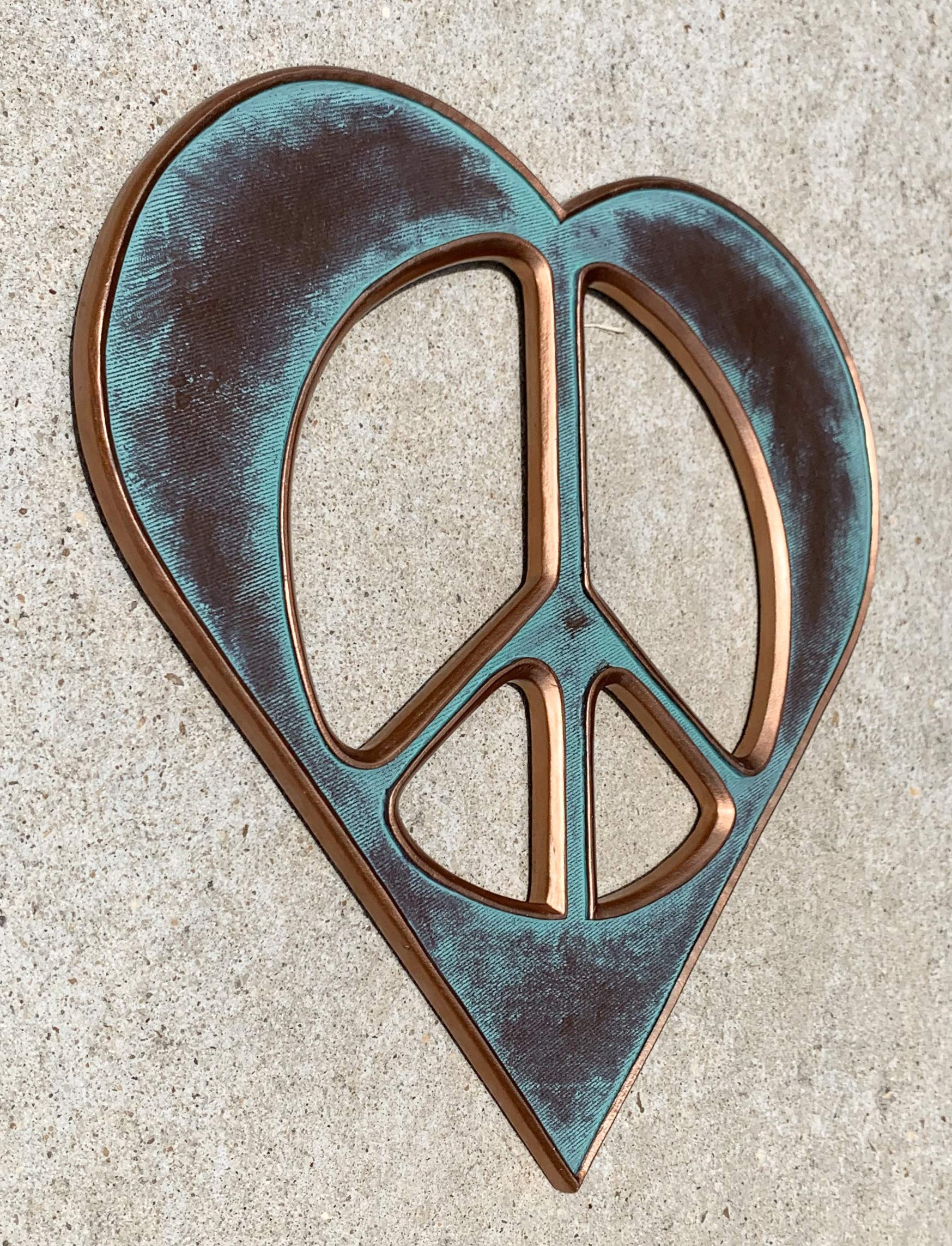 Cartel de corazón y paz, decoración de pared – 30 cm rústico Hippie Love placa