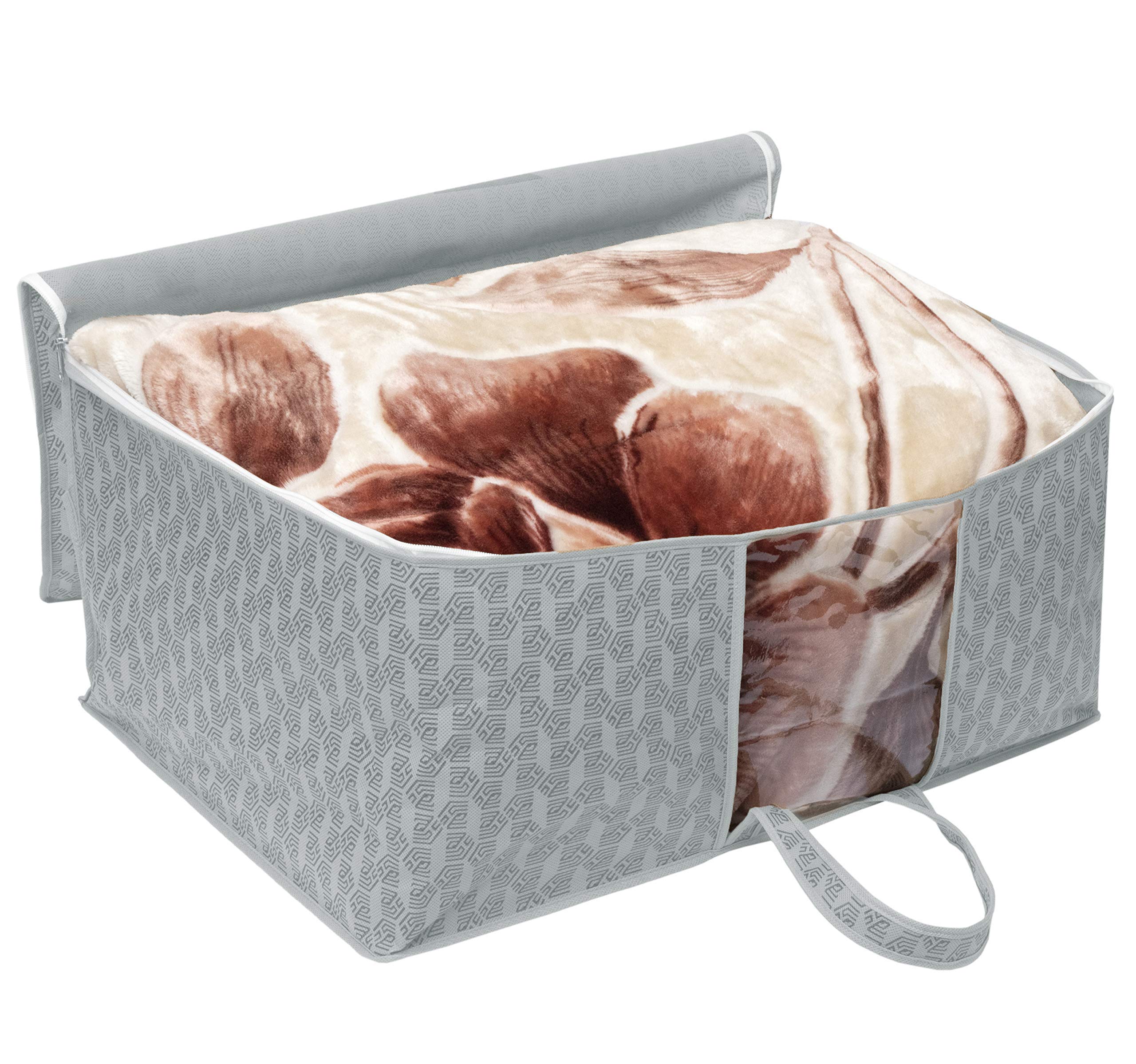 HomeStrap Printed Front Handle Underbed Storage Bag/Organizer/Blanket Cover (Grey) Pack of 12 3