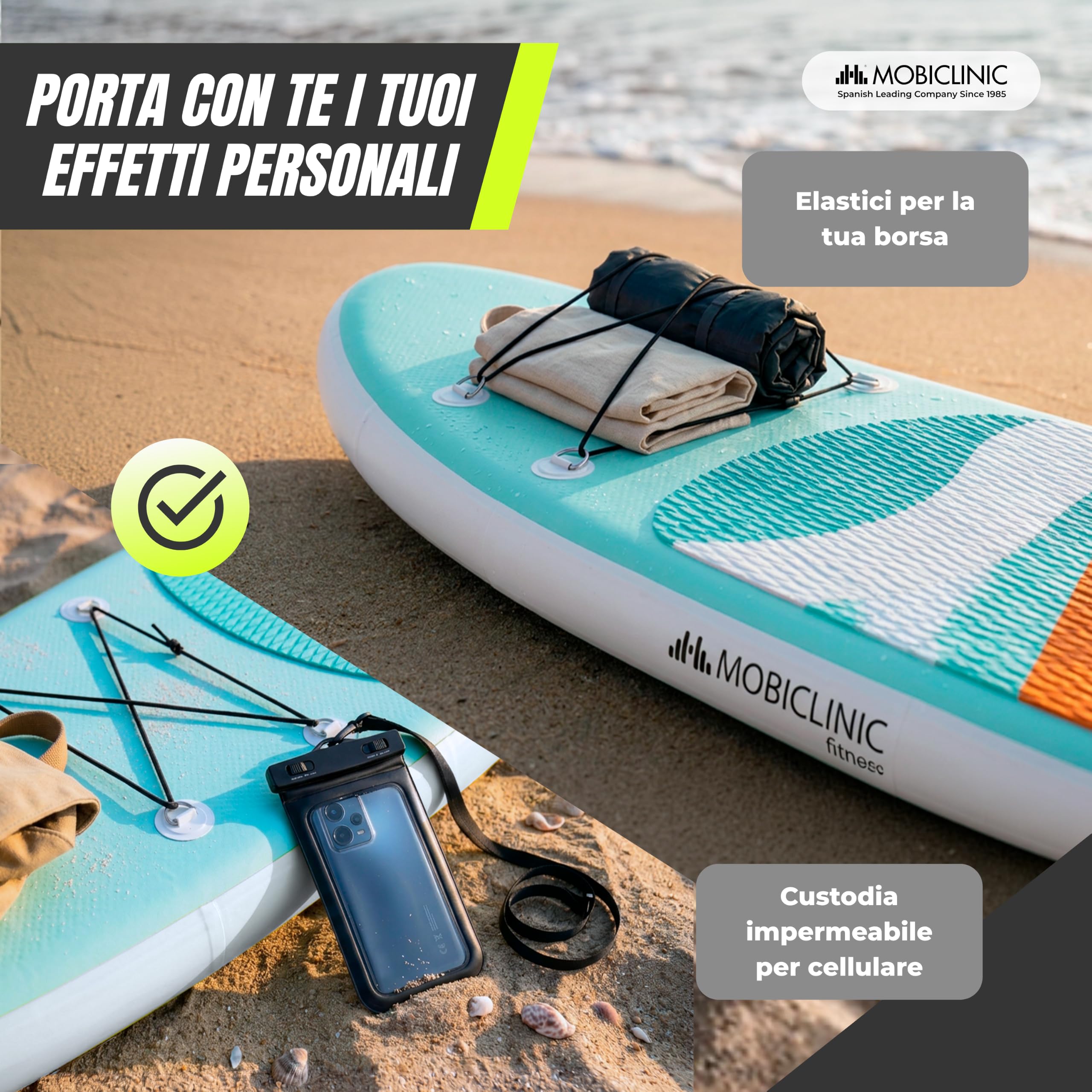 Mobiclinic®, Tavola da Sup Gonfiabile, Stand up Paddle, Pompa, Zaino, Pagaia Regolabile, Kit di Riparazione, 315x78x15 cm, Pieghevole, Per Bambini, Adulti e Animali Domestici