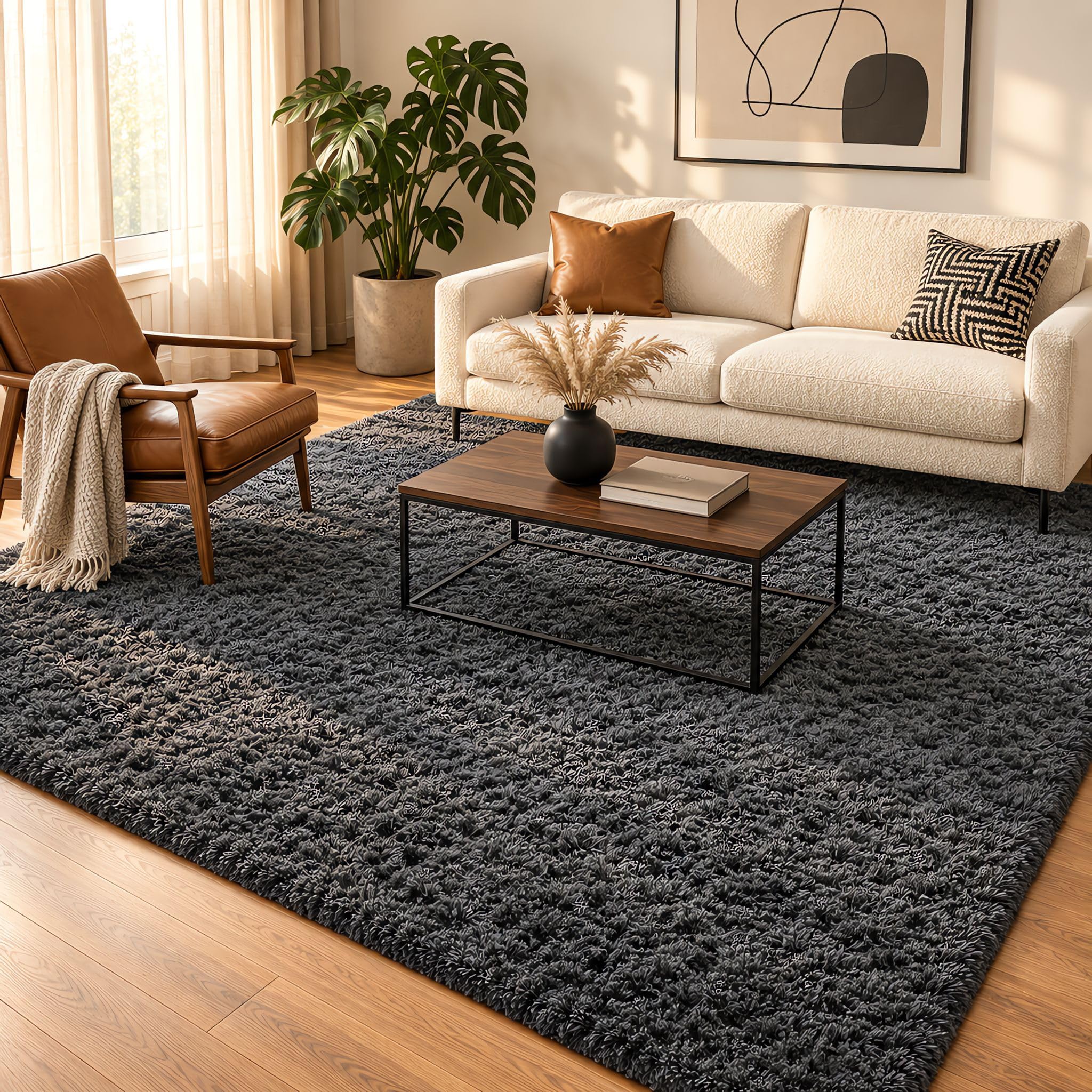 Ophanie 5x7 Area Rugs for Living Room Grey, Fluffy Shag Large Fuzzy Plush Soft Rug, Gray Shaggy Floor Big Carpets for Bedroom Nursery, Kids Home Decor Aesthetic with Over 99 pcs Pile fibers