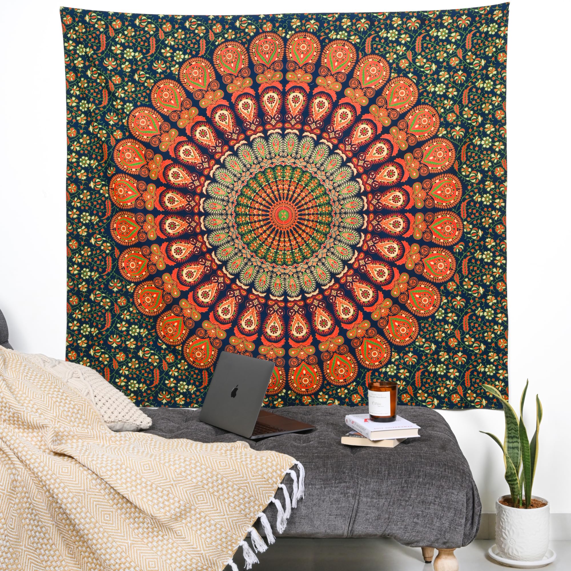 Homemissing - Arazzo con mandala bohémien, 4 colori astratti, da appendere alla parete, stile mandala hippie, ideale per camera da letto, soggiorno, 150 x 150 cm