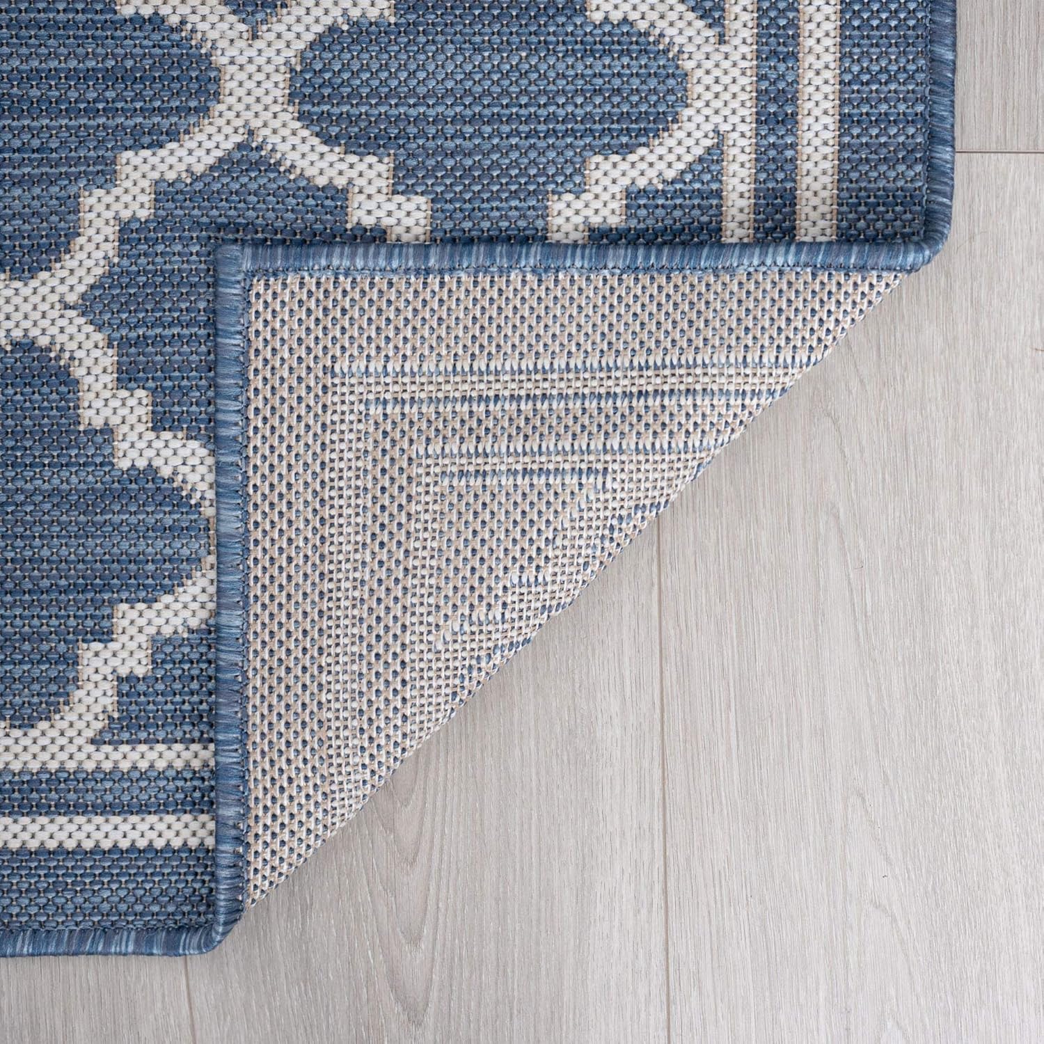Blue Water Resistant 5'3'' (Approx. 6ft) Round Indoor Outdoor Rug | Outdoor Rugs for Patios, Deck, Porch, Entry, Entryway | Outside Area Rug | Outdoor Patio Rug