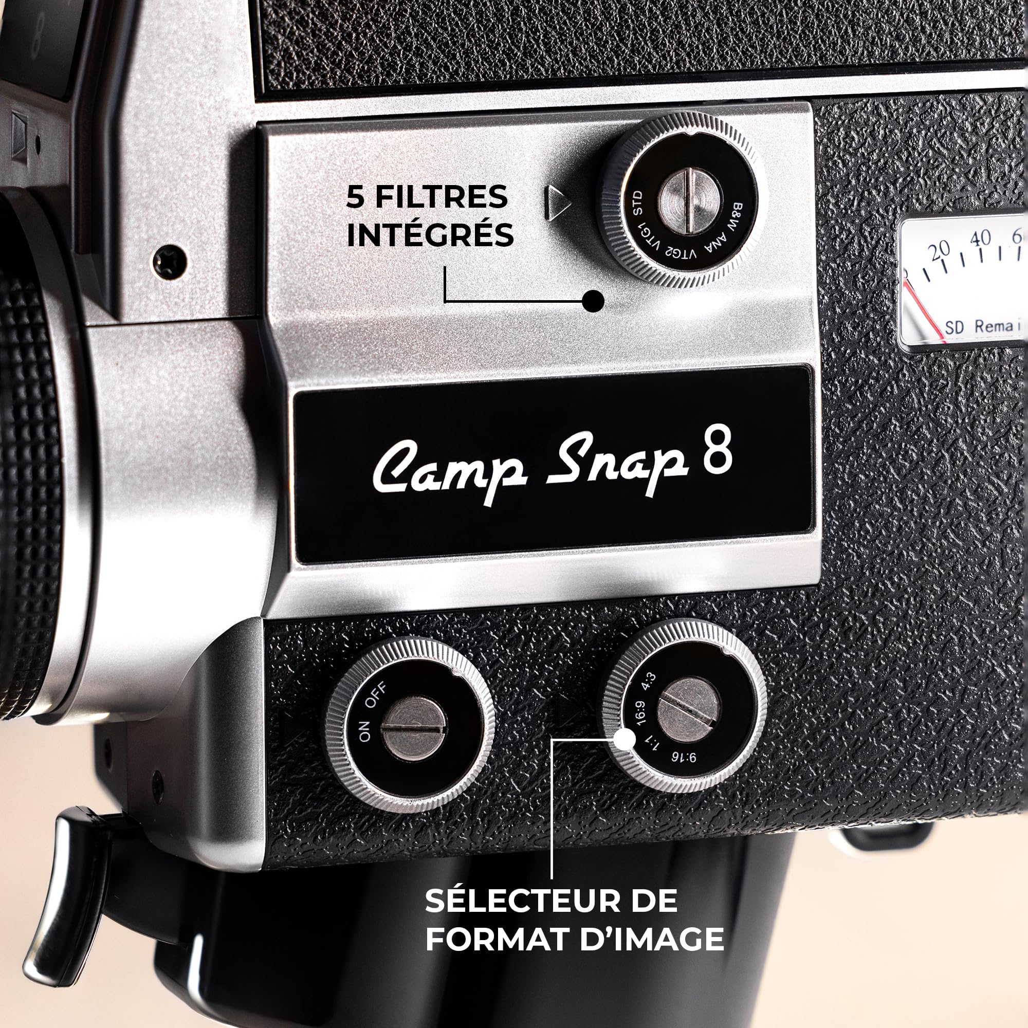 Camp Snap CS-8 Videocámara Digital - Grabadora de vídeo 2.7K para Youtube, Cámara sin Pantalla, Zoom Digital 8X, con 5 Filtros Película Personalizables, Tarjeta SD Incluida y Batería Recargable USB-C