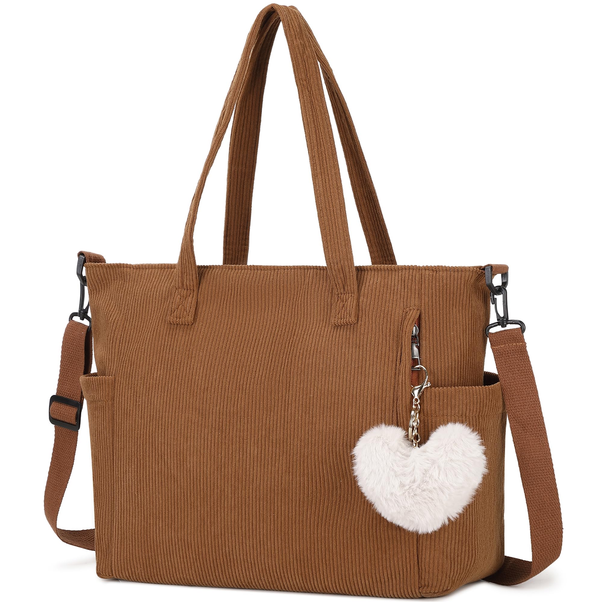Makukke Cord Tote Bag Tasche Damen Umhängetasche Groß Shopper Handtasche Schultertaschen für Arbeit Büro Reisen Einkaufen Schule