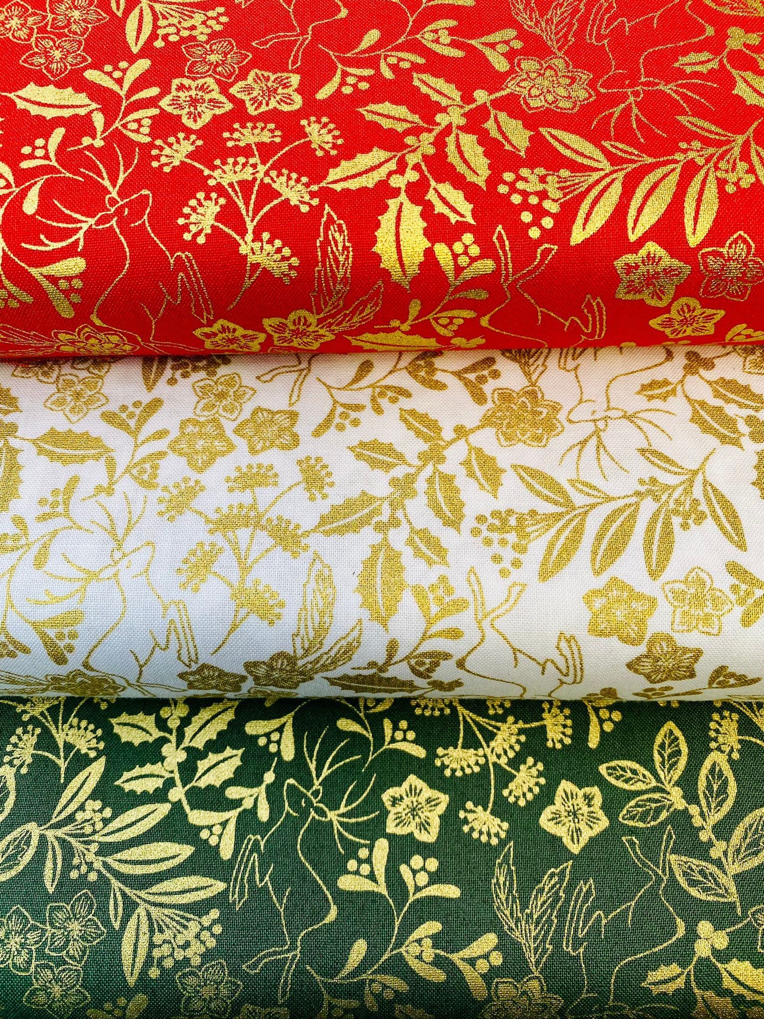 Christmas Fabrics Fat Quarters - Lewis & Irene - 100% Quality Cotton Poplin Fabric Bundles - Sewing Quilting Bunting Dress Fabric - Simply Sew Crafty™ (Christmas 2 - Pack of 3)