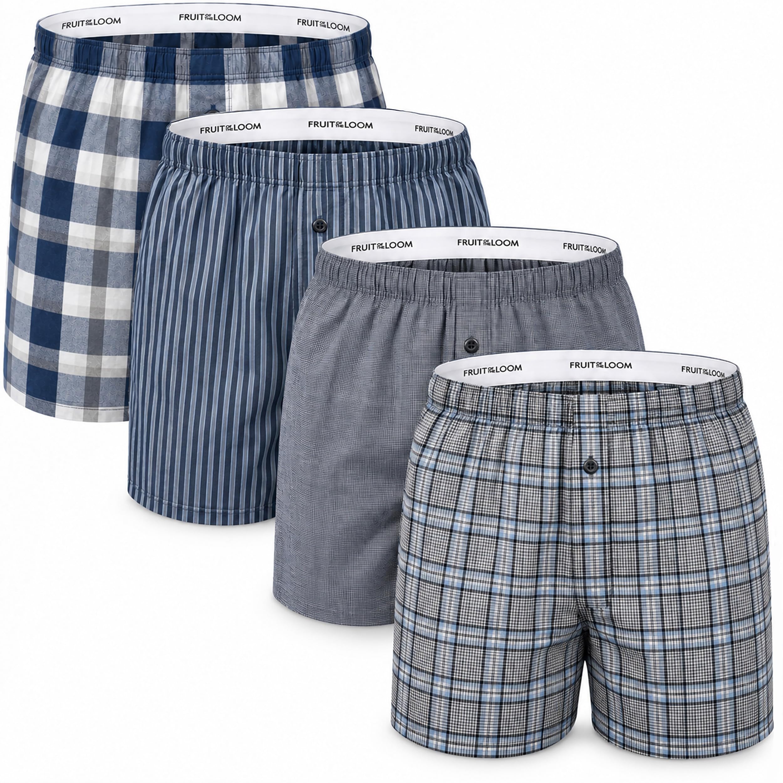 Fruit of the Loom Men's Tag Free Woven Boxer Shorts, Relaxed Fit, Moisture Wicking, Assorted Color Multipacks