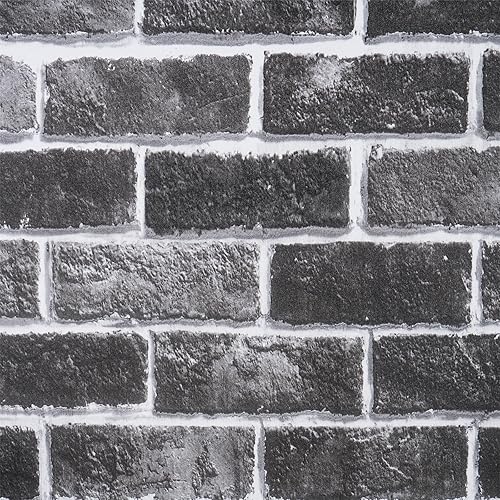 WENMER Papel tapiz de ladrillo para despegar y pegar de 15.7 x 197 pulgadas, papel tapiz de ladrillo gris, papel de contacto de ladrillo extraíble,