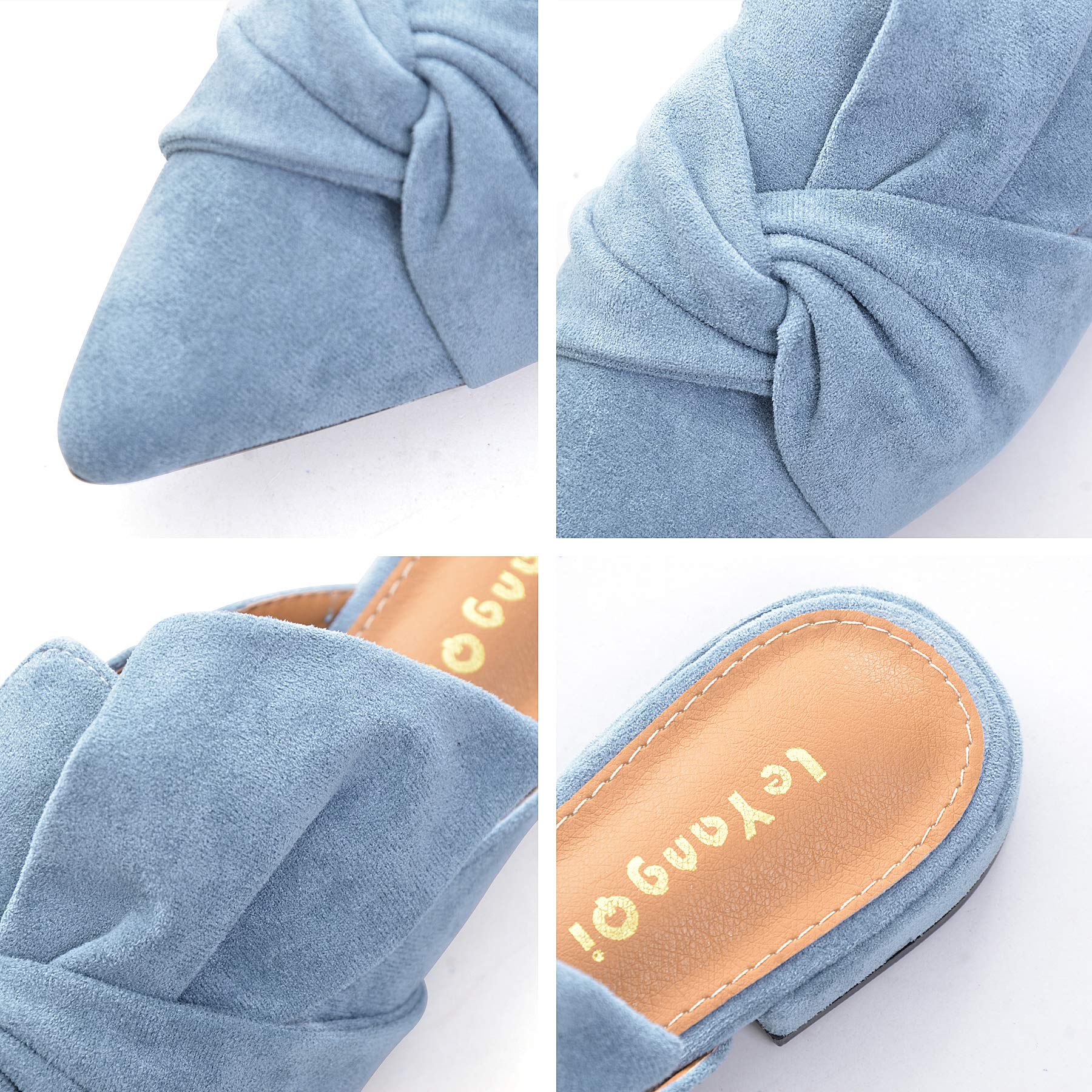 VFDB Women Mules Elegant Dressy Flats Closed Toe Microfiber Leather Shoes Adjustable Buckle Strap Mary Jane Casual Office Shoes