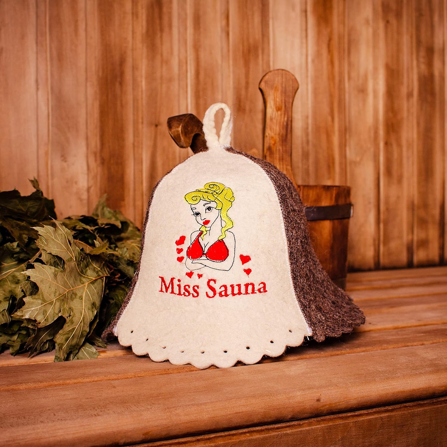 Sauna Hat for Women + Miss Sauna Sauna Cap Wool Hat to Protect Hair