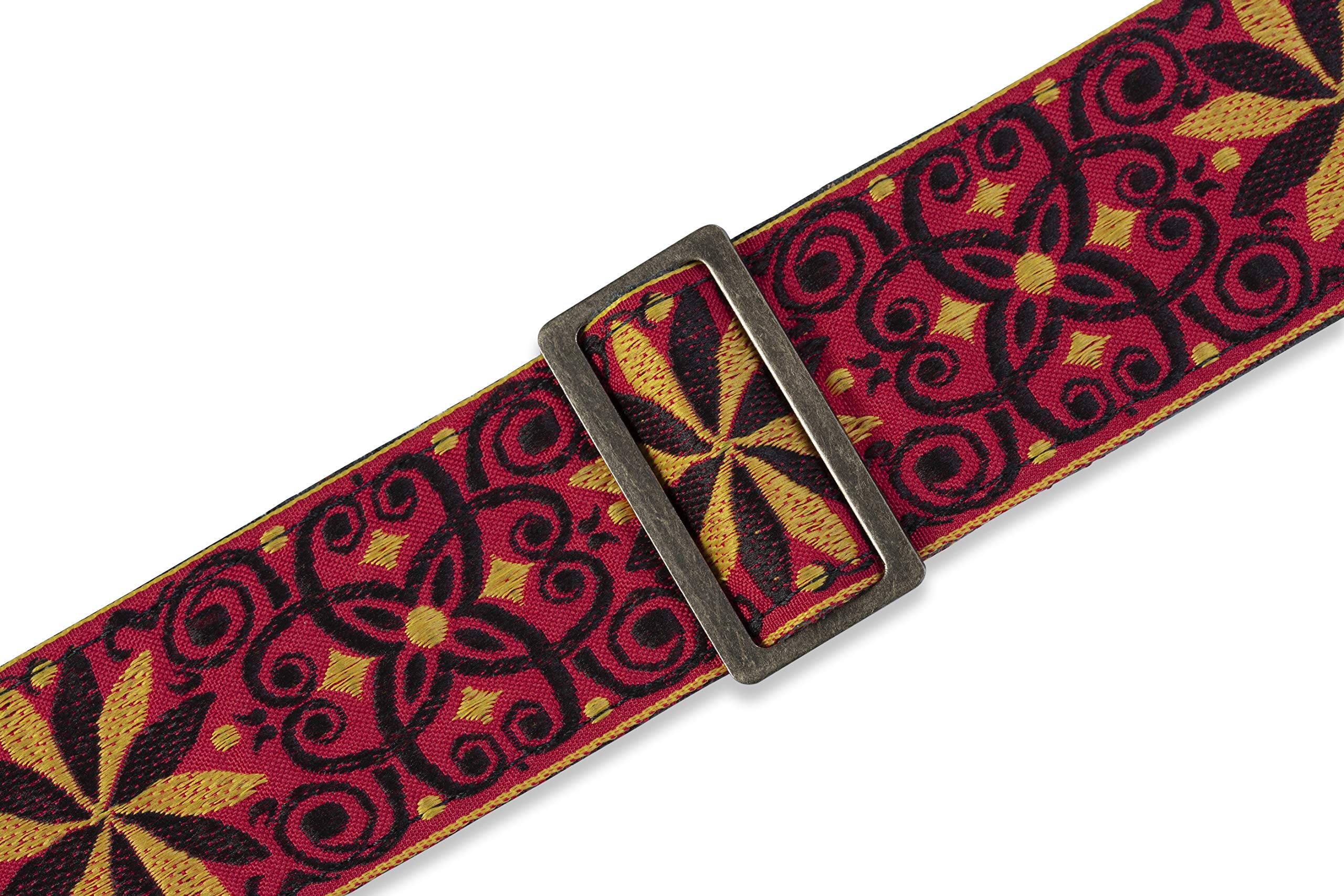 Levy's, M8HTV-21 Tracolla in jacquard 2, Terminali in Pelle e Fibbie in Ottone, Larghezza 2" (5.08 cm), Lunghezza Regolabile fino a 56" (142.24 cm)
