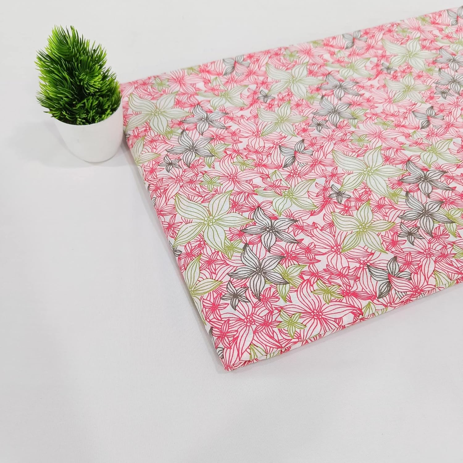 Trade Star 3 Yard Hand Block Printed Fabric 100% Cotton Fabric By the Yard Floral Print for Sewing Crafting Dressmaking Running Natural Dye Sanganeri Indian Fabric of Width 44 Inches (Block Print - 2)
