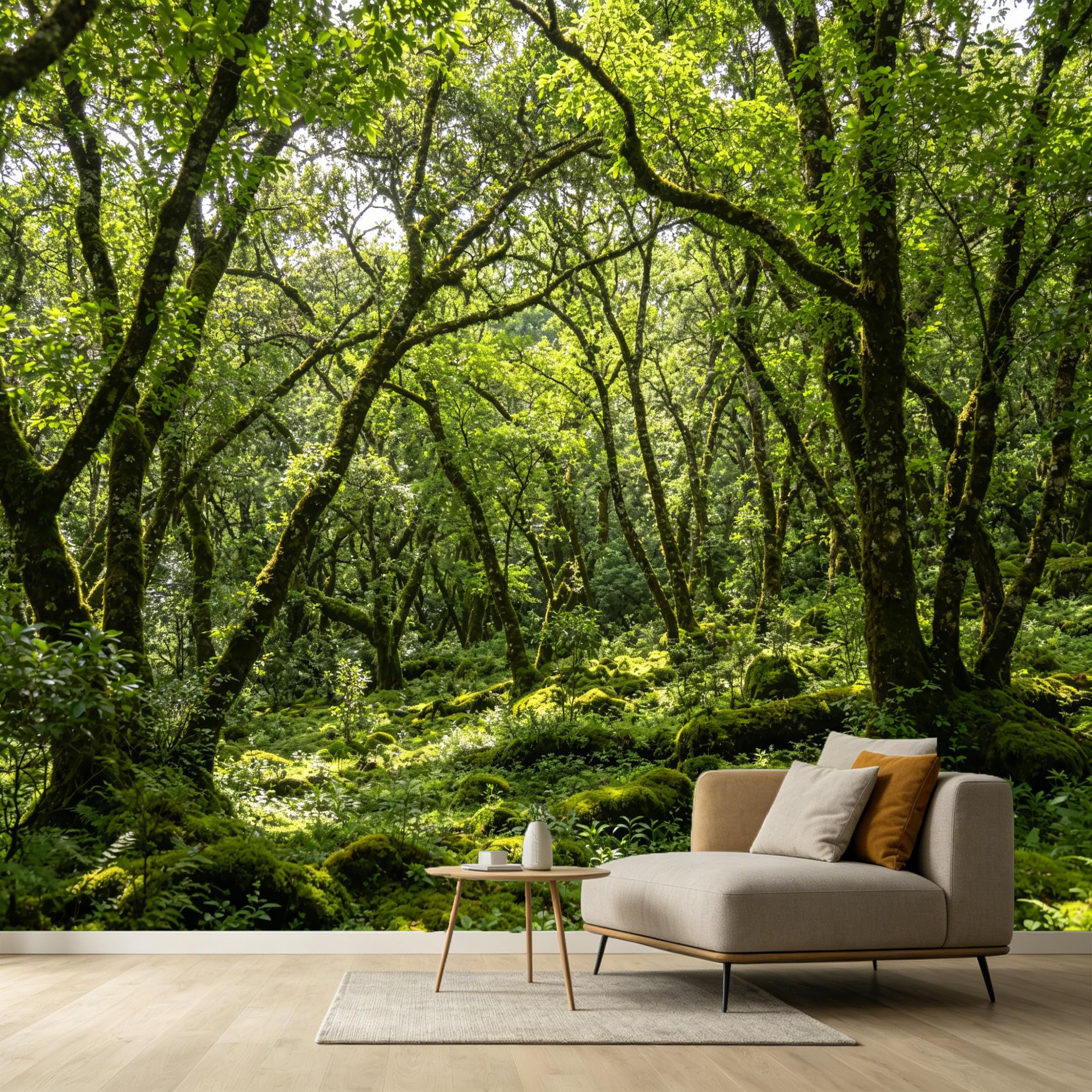 Custom Size Wall Murals Forest Landscape Sunlit Woodland Mossy Trees Nature Scene SelfAdhesive Wall Fabric Removable Large Wallpaper for Photo Living Room Interior Decor
