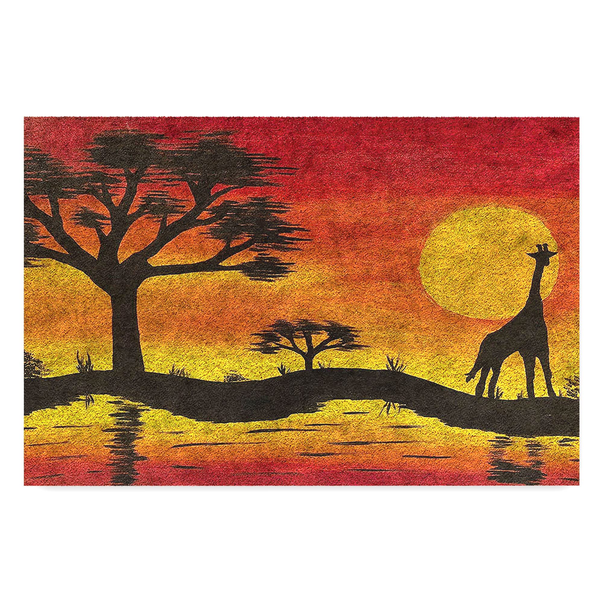 Monnhein Tasarımlı Dekoratif Kapı önü Paspas, Dış Mekan/Ev İçi/Banyo/Mutfak/Yatak Odası/Giriş Paspasları (Afrika, 45X70)