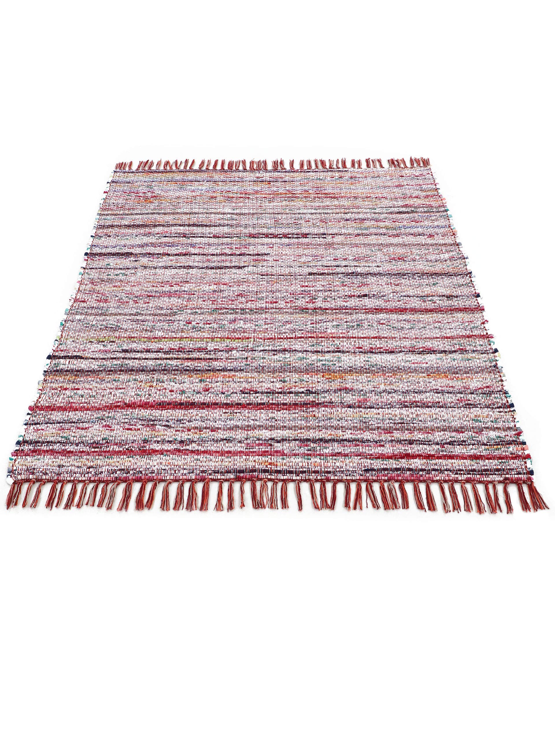 carpetfine Alfombra de Tejido Plano Kilim Chindi Rojo 120x170 cm | Alfombra Moderna para salón y Dormitorio