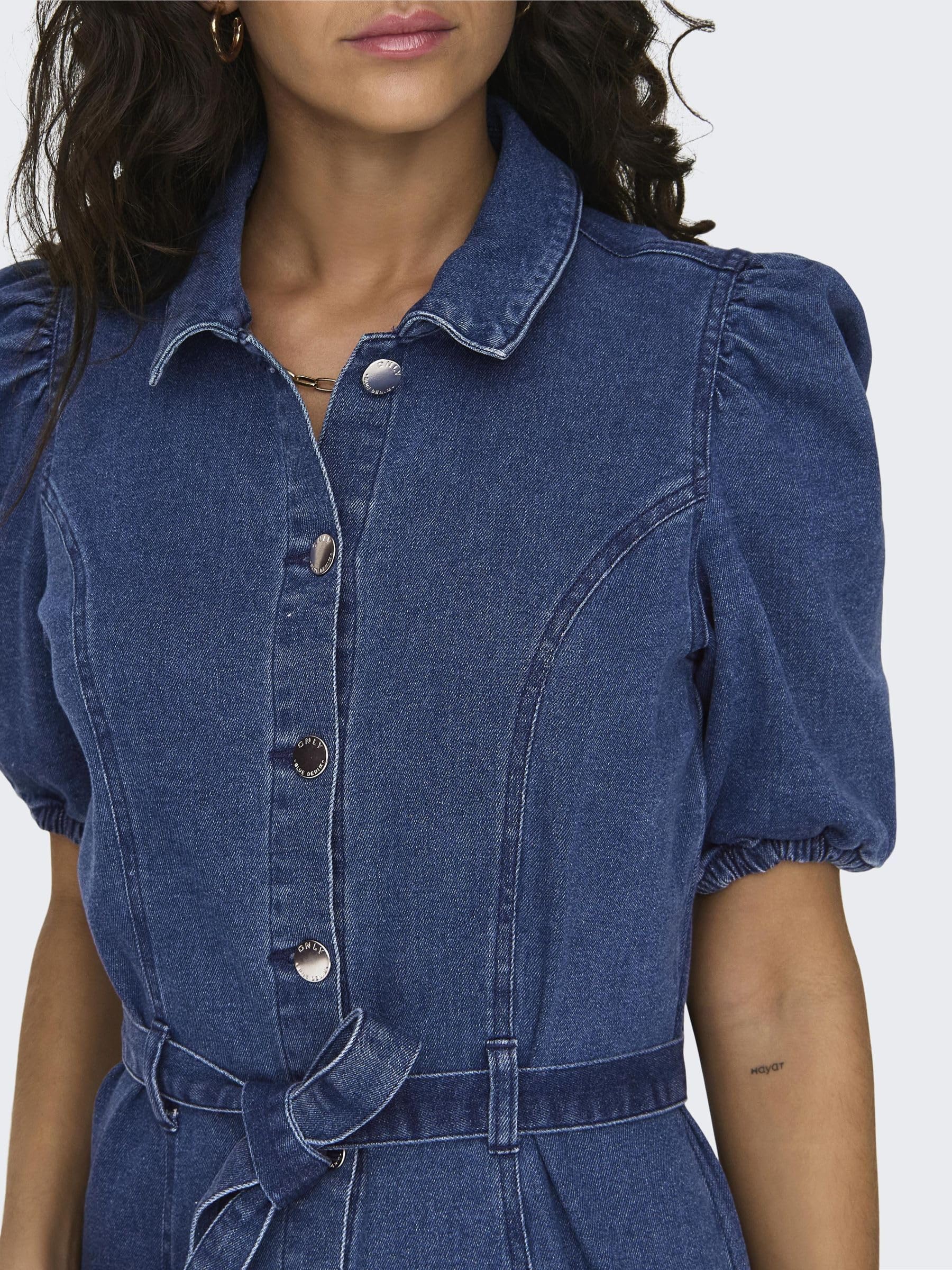 Only Onlvibbe SS Belt DNM Dress MBD Noos Abito Jeans, Media Blu Denim, M