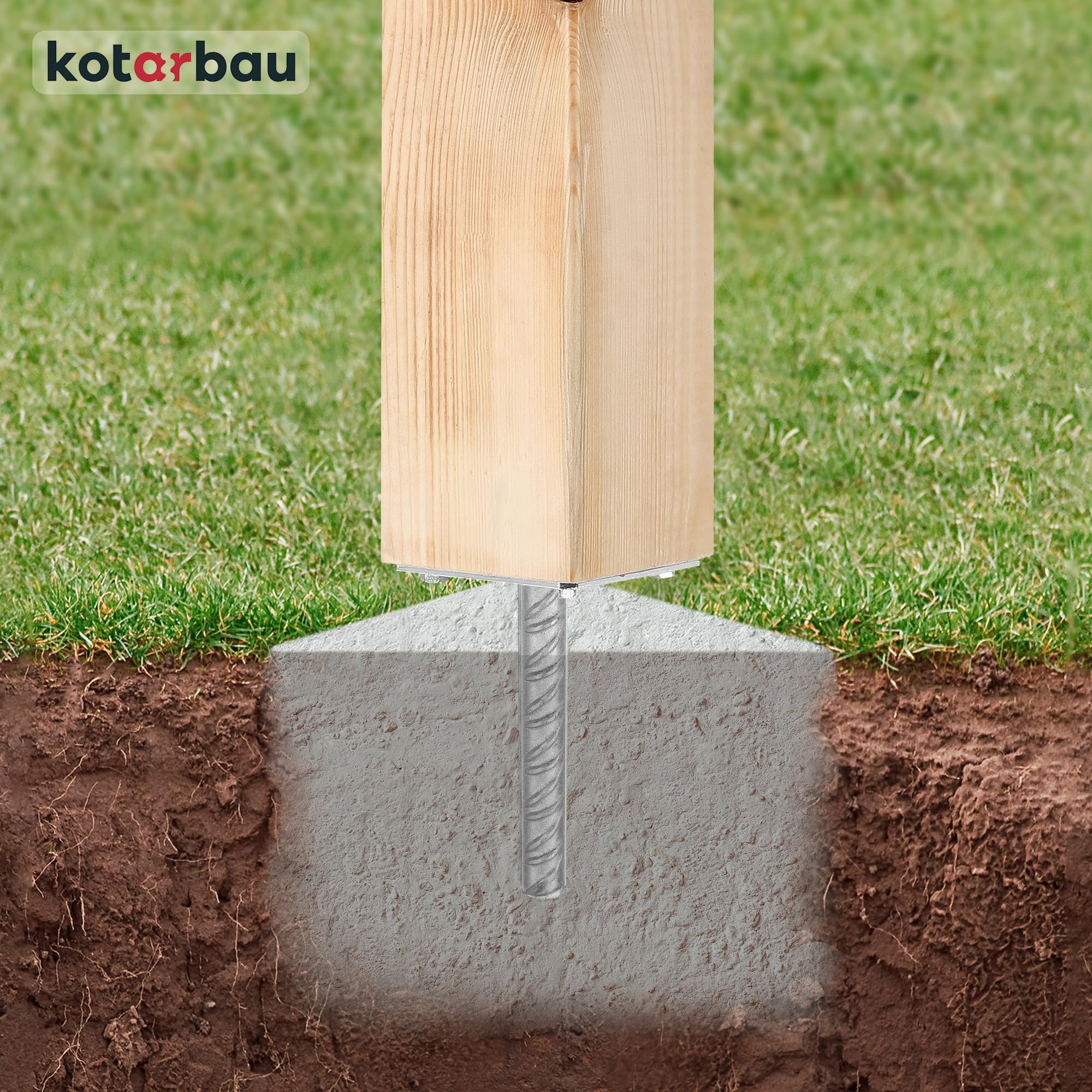 KOTARBAU® 2 pcs Support de Poteau à Sceller - Acier Galvanisé - 130 x 130 x 200 mm - Argent - Pied de Poteau - avec Ancre Béton - pour Clôture et Poutre - Robuste - Résistant à La Corrosion