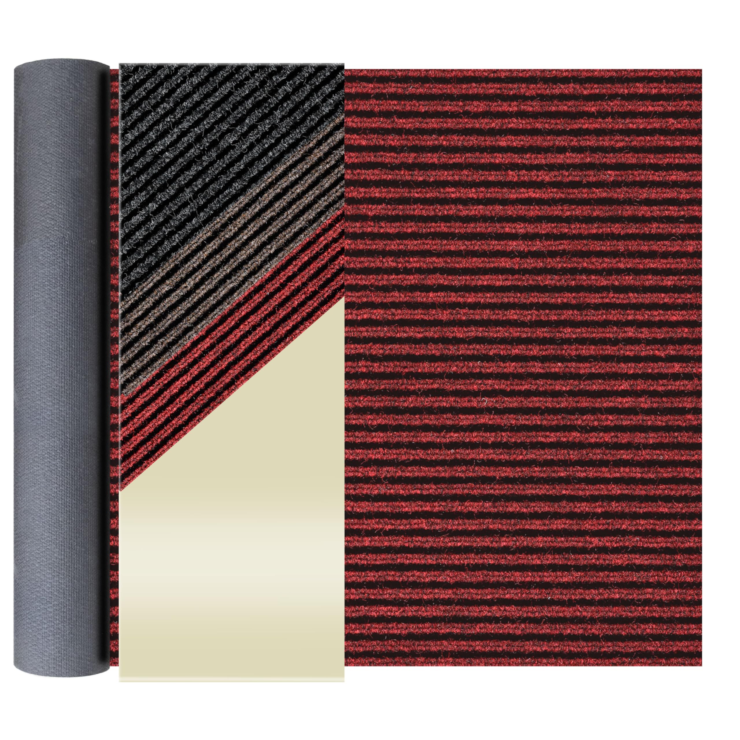 Primaflor Schmutzfangläufer Gin | 80 x 400 cm | Rot | Meterware | 100 % Polypropylen, rutschhemmender Gelrücken, gerippte Melange-Struktur, zuschneidbare Sauberlauf-Meterware