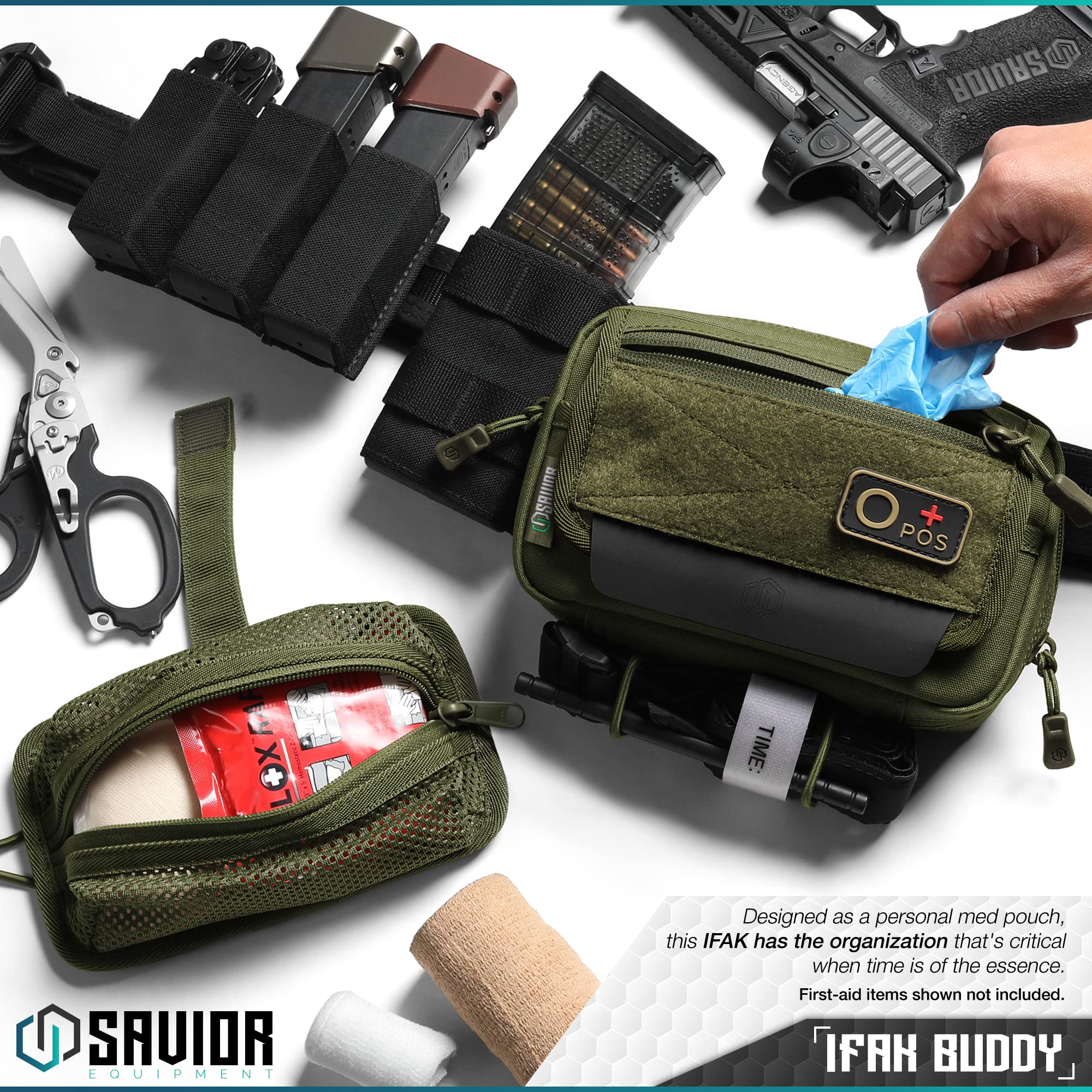 Savior Equipment IFAK Buddy - Kit táctico de primeros auxilios, bolsa Molle, bolsa de emergencia EMT, organización de suministros médicos, bolsa de viaje de supervivencia al aire libre, se fija a la