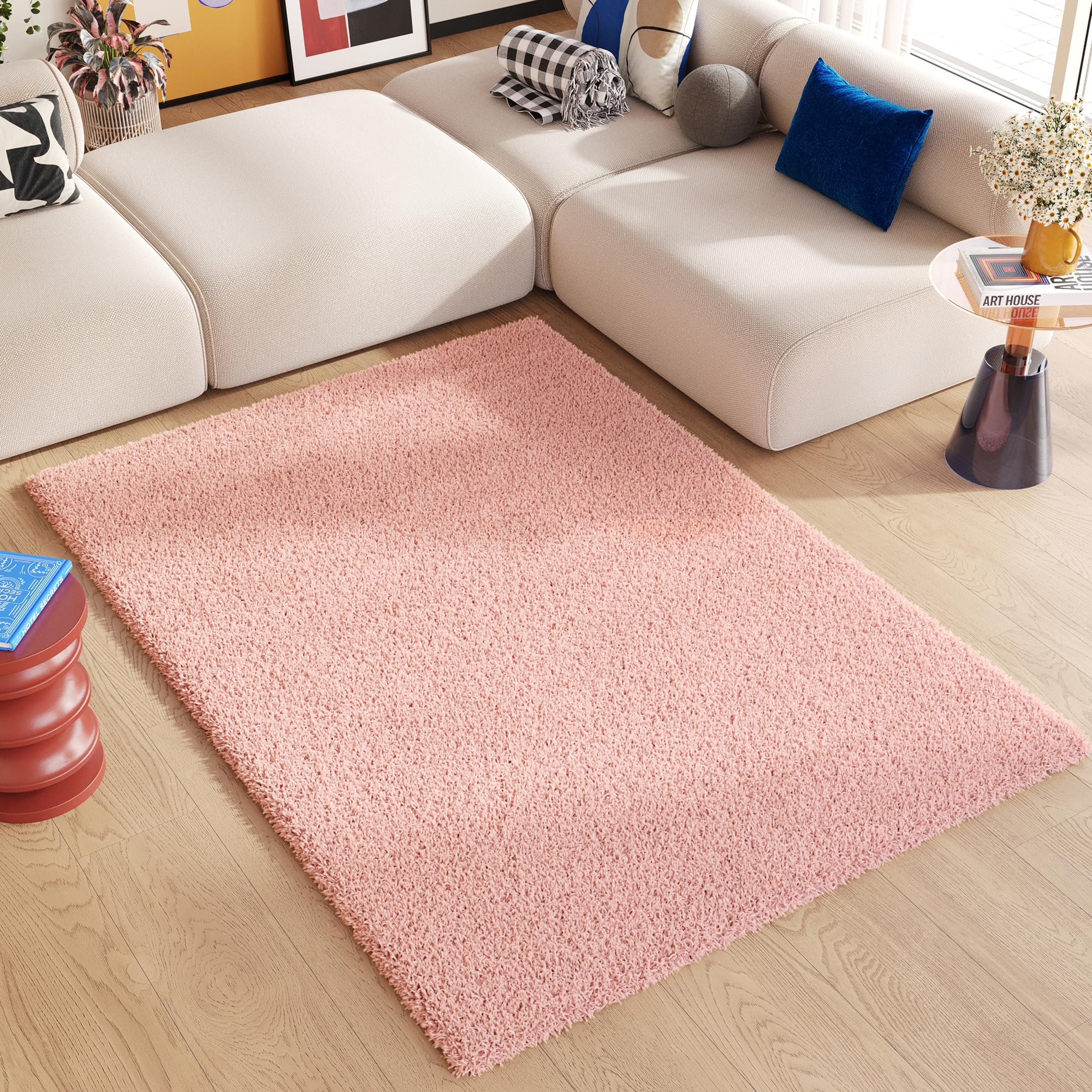 Tapiso Essence dywan Shaggy, wysokie runo, różowy, jednokolorowy, miękki, nowoczesny, prostokątny, do salonu, sypialni, Ökotex 240 x 330 cm