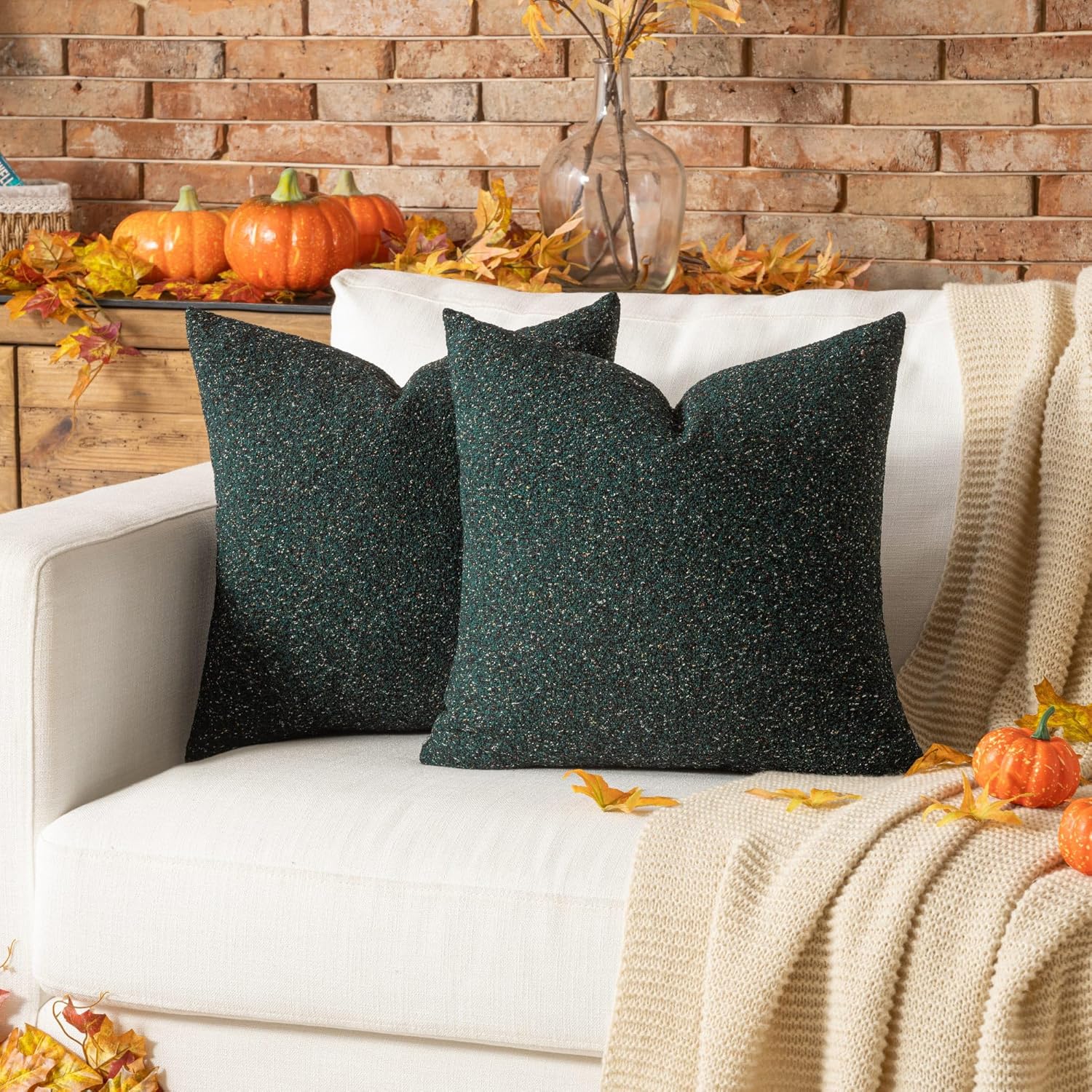 Anna's Whimsy Soft Boucle Throw Pillow Covers,50x50 Set of