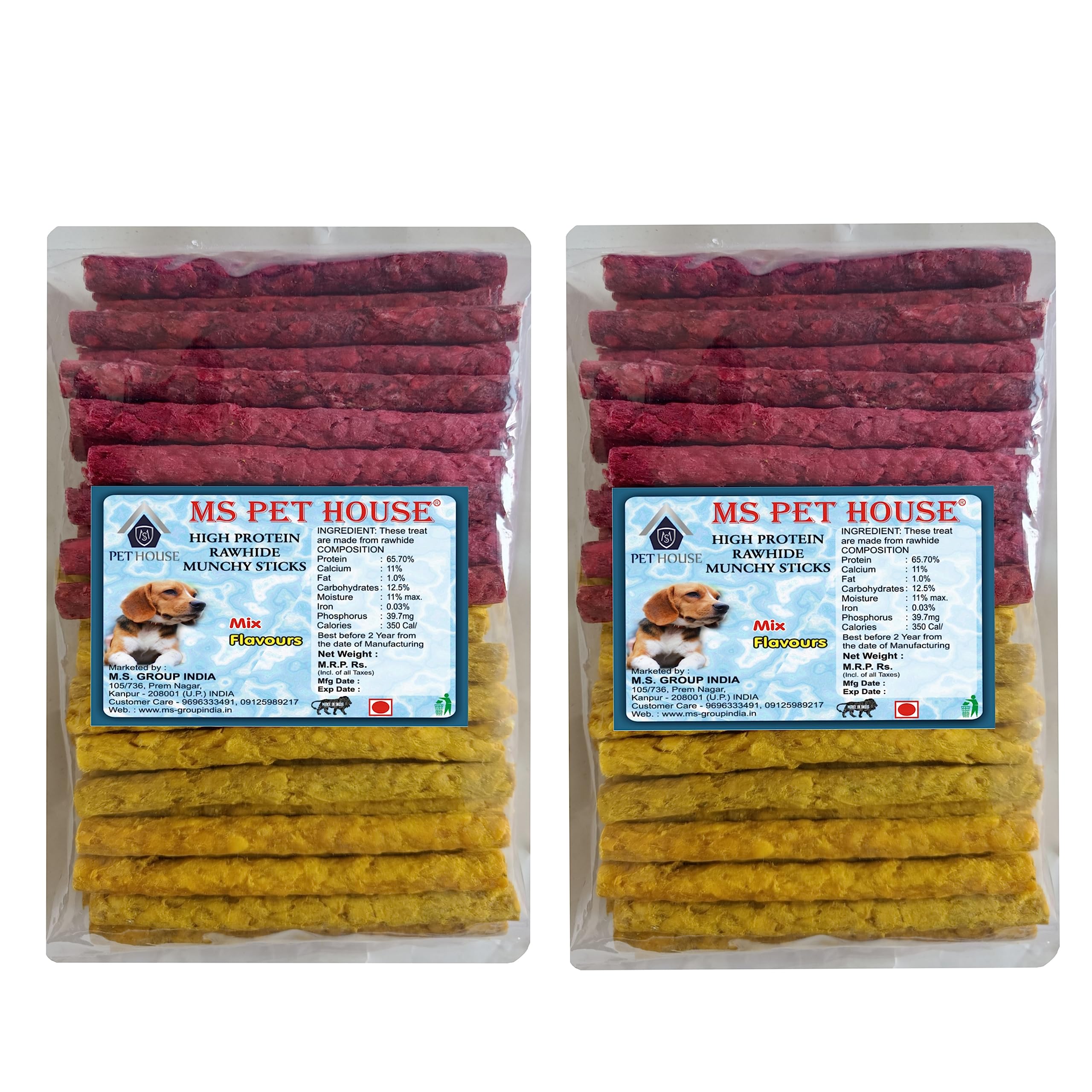 MS PET HOUSE All Life Stages Dog Chew Sticks - 1.8 Kg Total | 900g Chicken & 900g Mutton Flavour | Munchy Sticks Mix | Chew Treats for All Breed Dogs | Nutritious Chew Snacks for Healthy Teeth & Gums