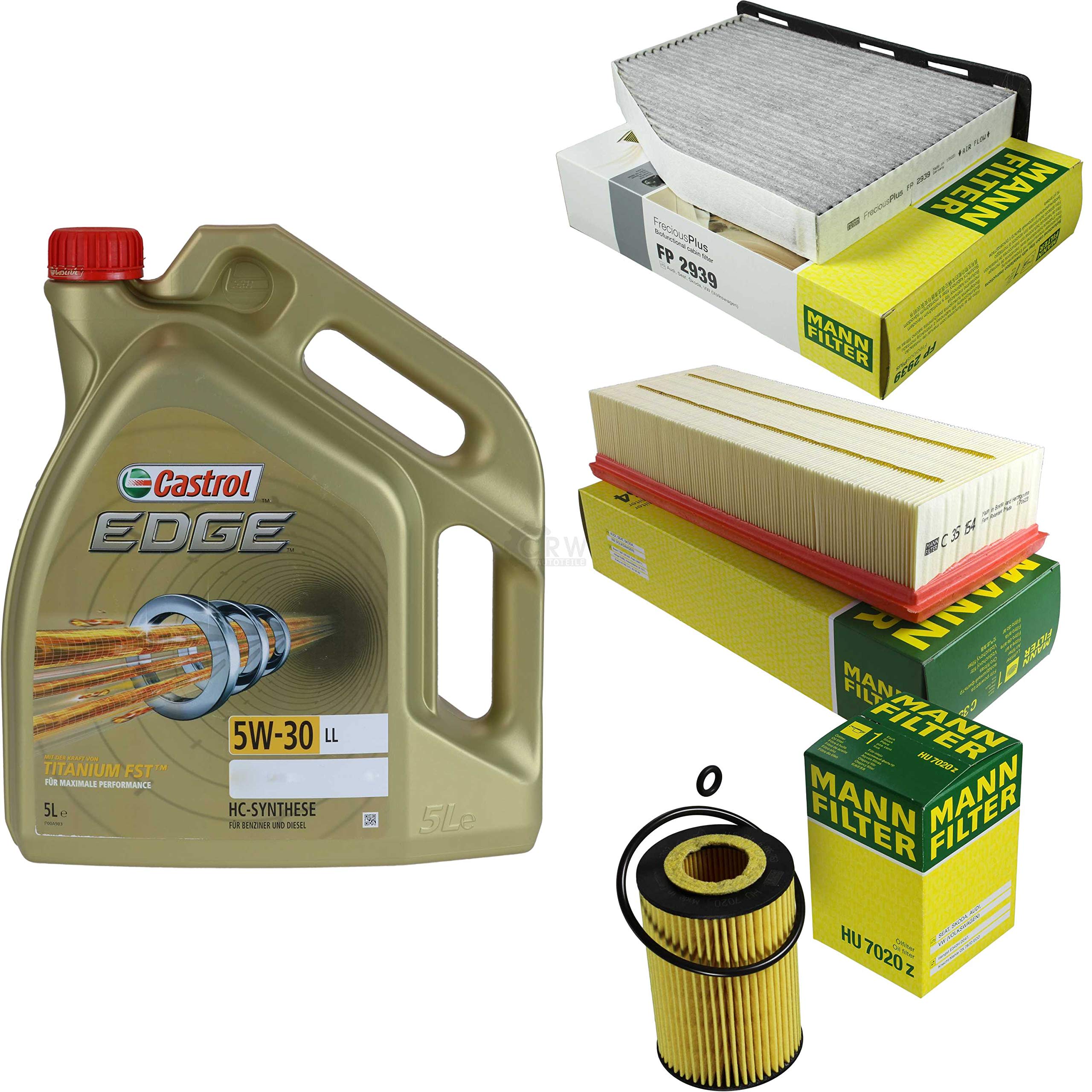 Set di filtri da 5 litri di olio motore EDGE Titanium FST 5W-30 LL MANN-FILTER filtro abitacolo filtro aria filtro olio