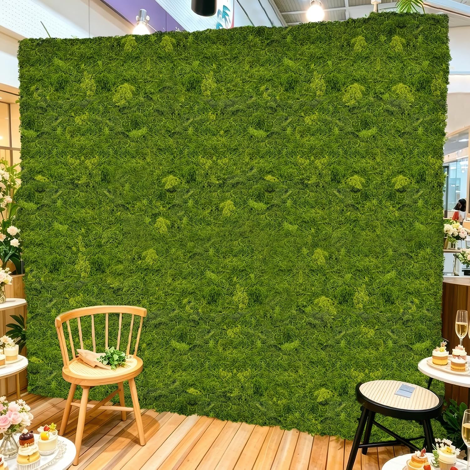 RSSGID Artificial Moss Mat Fake Moss Rug Blanket 39.37 x 39.37 inches Faux Grass Table Runner Roll Green Mossy Sheets for Wall Decor Plants Indoor Fairy Garden Crafts DIY Party Decorations 100 x 100cm