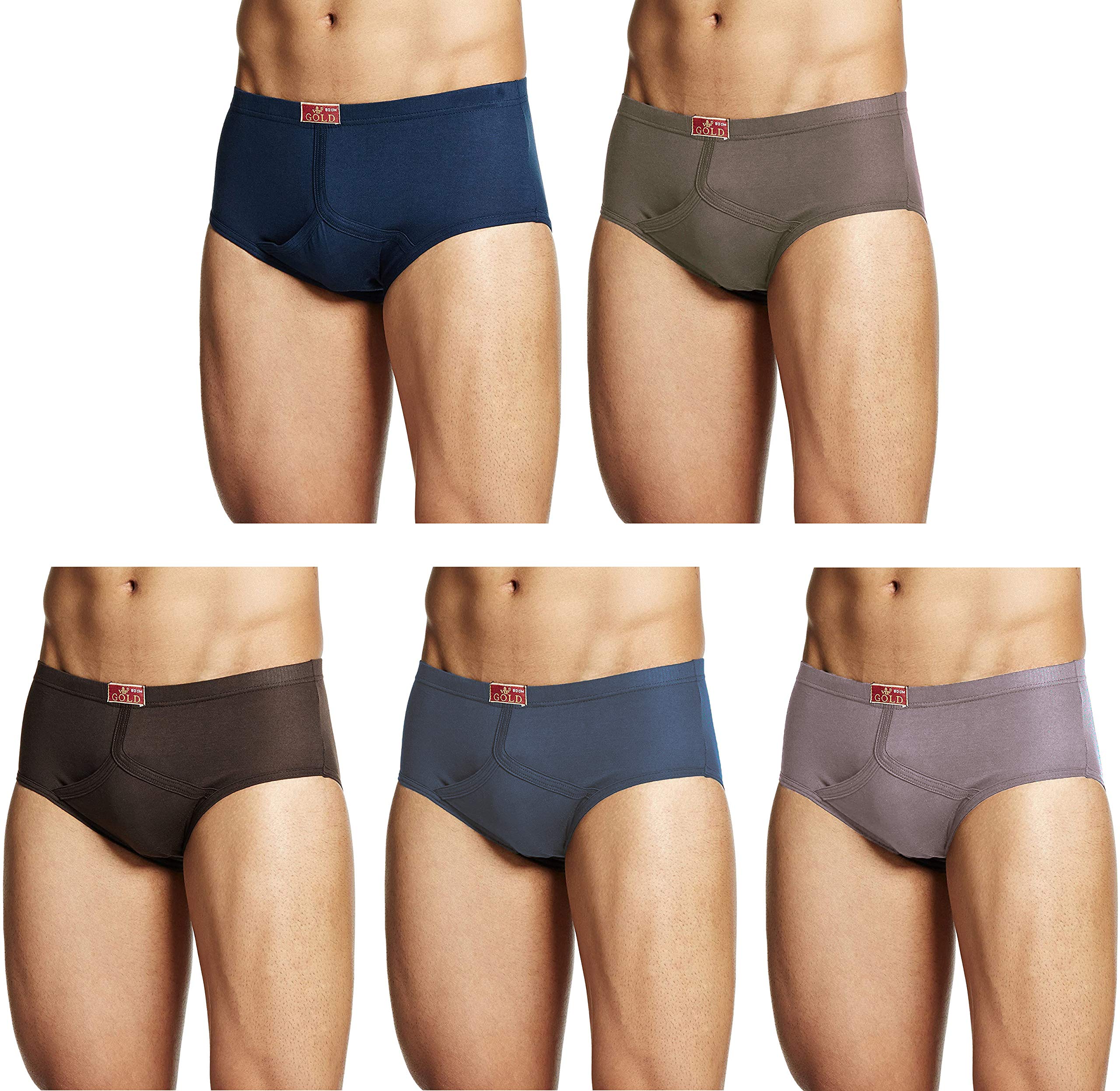 VIPGold Y-Front Men's 100% Cotton Brief - Pack of 5