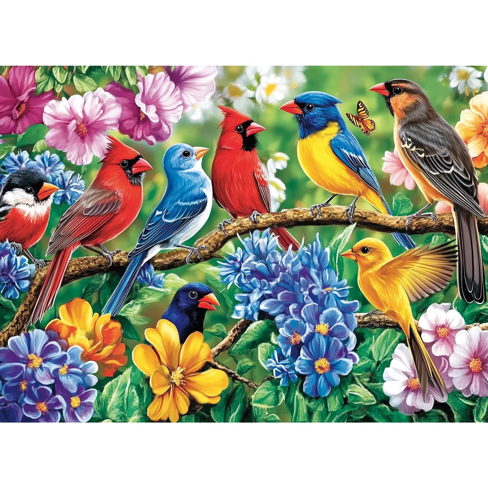 300 Piece Puzzles for Adults – Colorful Birds & Blooming Flowers Jigsaw, Relaxing 300 Piece Puzzles for Adults Large Piece, for Puzzle Fans, Kids & Seniors (20.5" x 15") Spring Colorful Birds