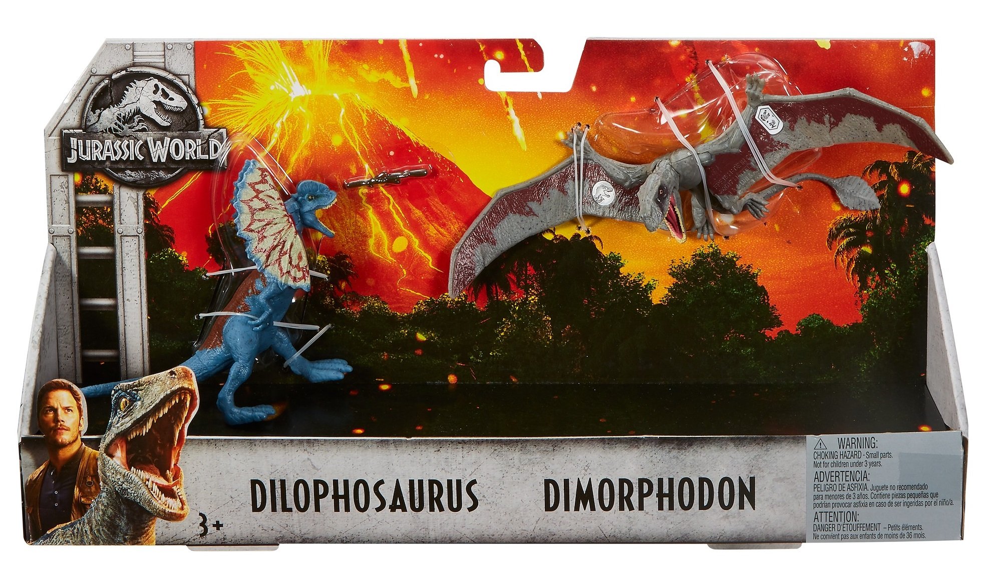 Jurassic World Fallen Kingdom Dino - Dilofosaurus e dimorfodone, confezione da 2