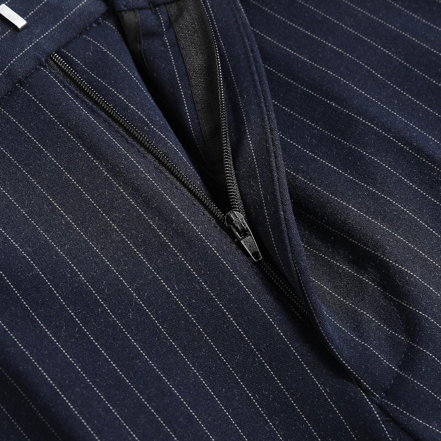 Cloudstyle Men's Vertical Stripe Dress Pants Solid Straight Leg Business Formal Trousers - Image 2