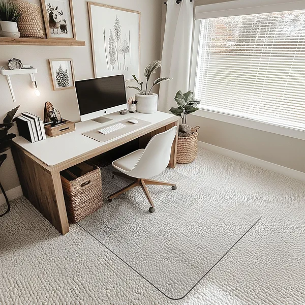 Furnbar Office Chair Mat for Carpet & Hardwood, Upgraded 36" x 48" Dual Use Tempered Glass Chair Mat for Chair and Footrest Under Desk