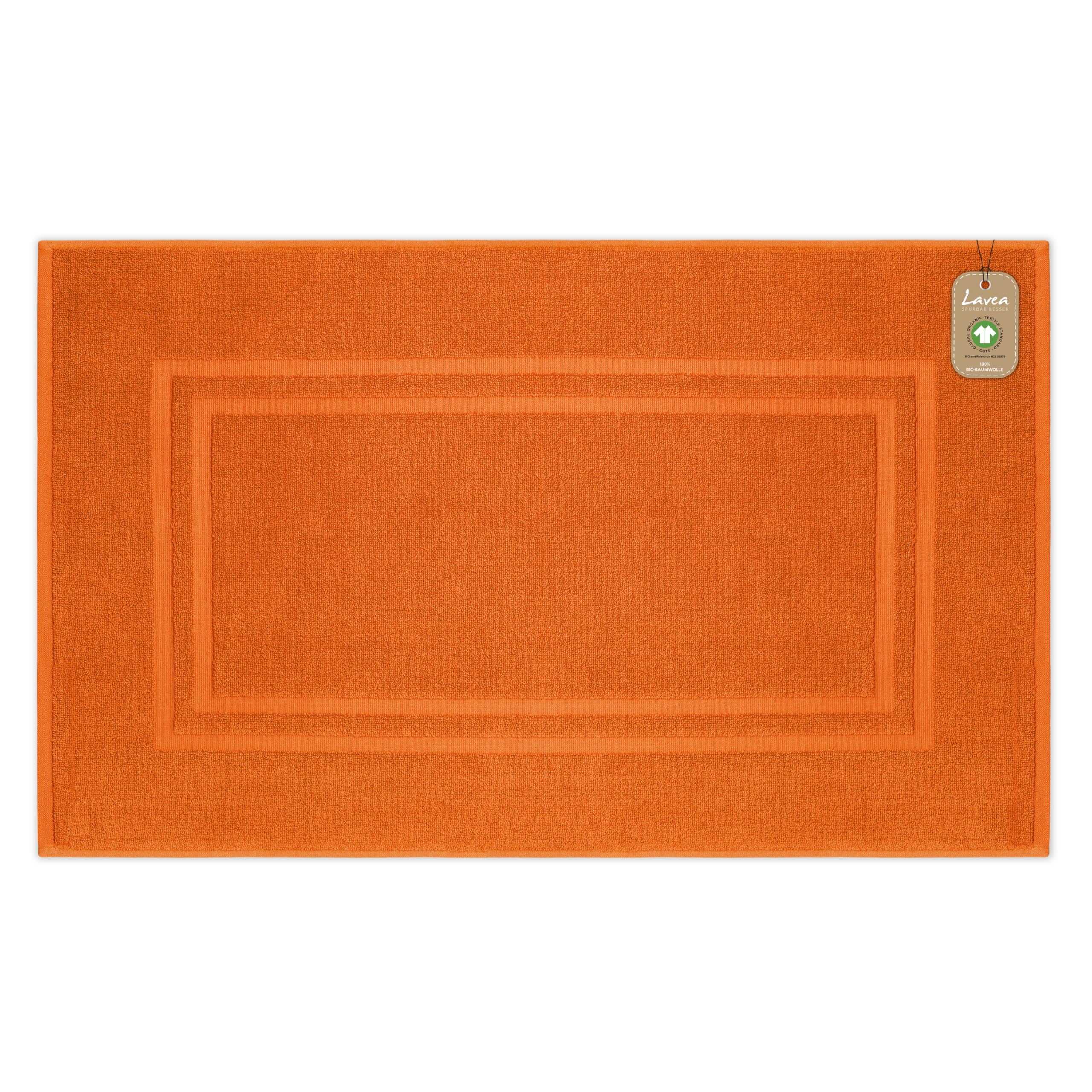 Lavea® 1 Tappetino da Bagno 50x80 cm – Antiscivolo e Lavabile in 100% Cotone Bio – Assorbente e Resistente – Ideale per Bagno e Doccia – Arancione