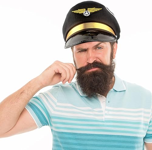 Miniatura 6 de Paquete de 8 sombreros de piloto para adultos, sombrero de capitán de avión, accesorios de disfraz para hombres y mujeres, suministros de fiesta de