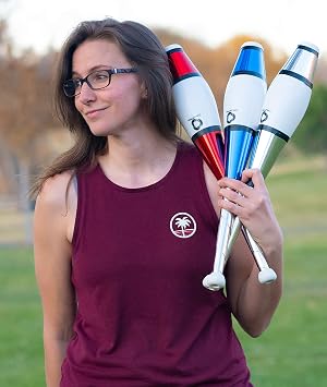 Zeekio Taylor Tries Signature Juggling Club Set with Drawstring Bag Blue Silver Red