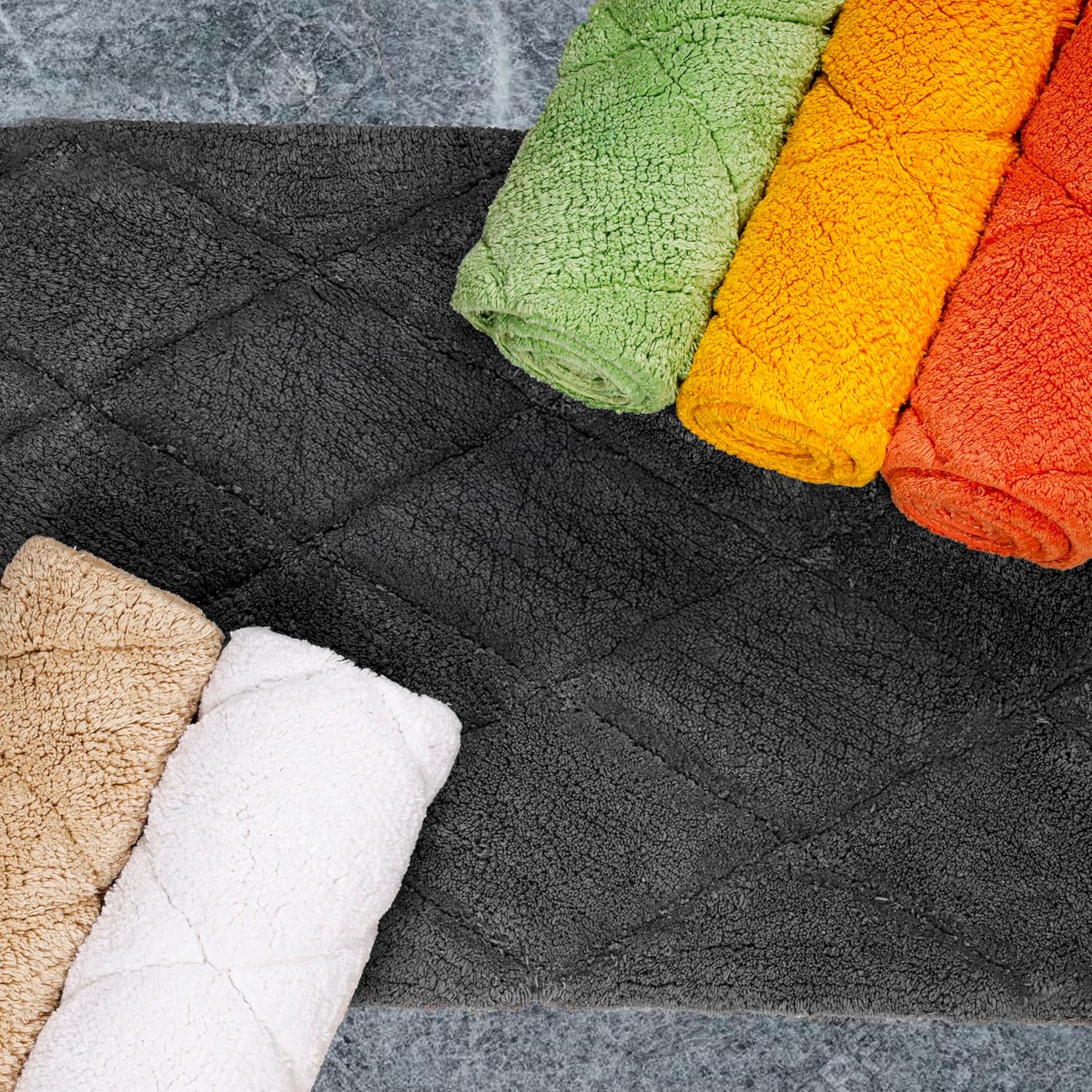 C23 Orange Bathroom Rug | 100% Tufted Cotton | 20"x32" Thick & Plush Bath Mat | 2200 GSM Heavyweight, Luxury, Ultra-Absorbent, Quick Dry, Non-Slip Natural Latex Back, Machine Washable Bath Rug, 1 Pack - Image 5