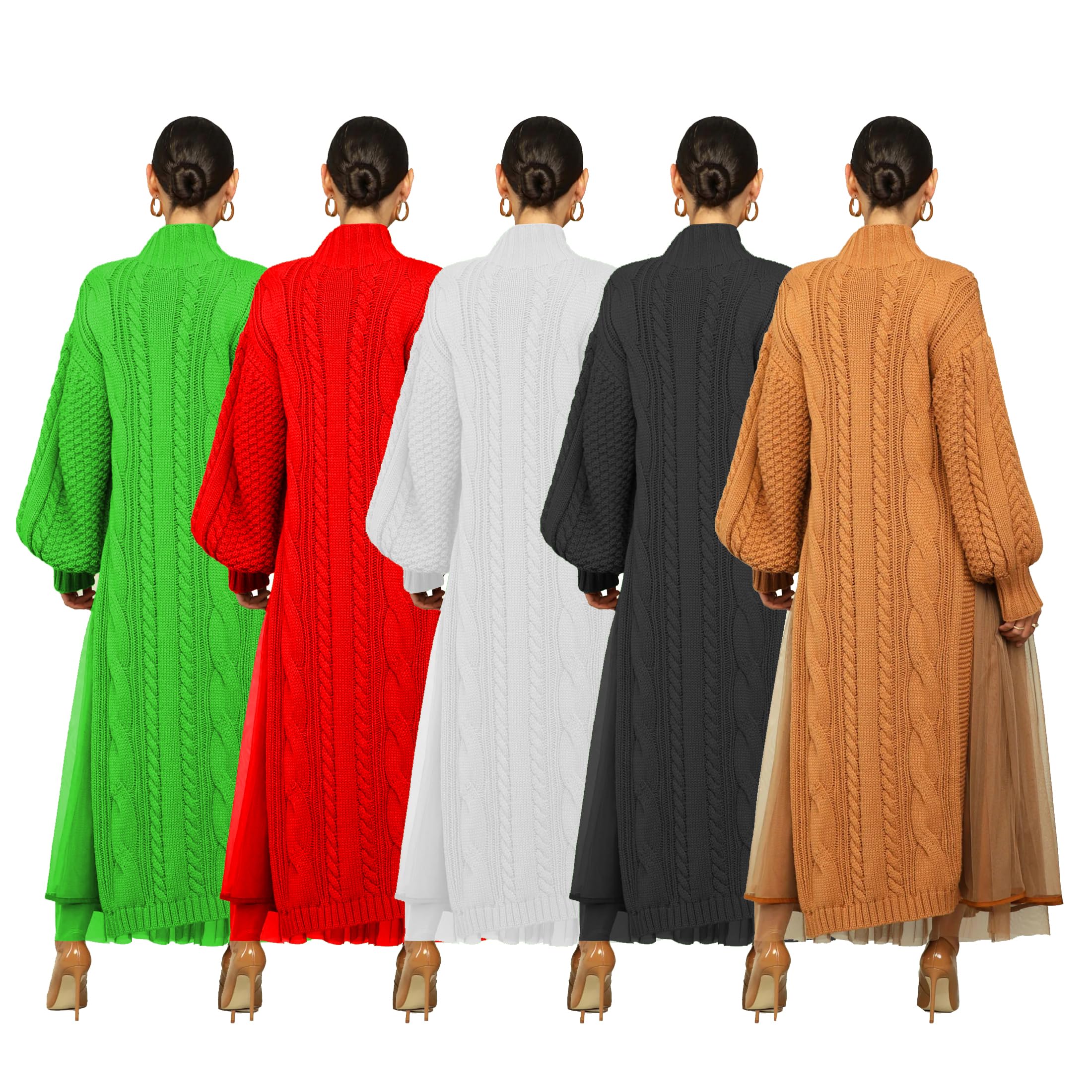 Femmes Tricoté Robe À Manches Longues Col Roulé Pull Pull Robe Casual Pull Split Fourchette Lâche Robe Longue