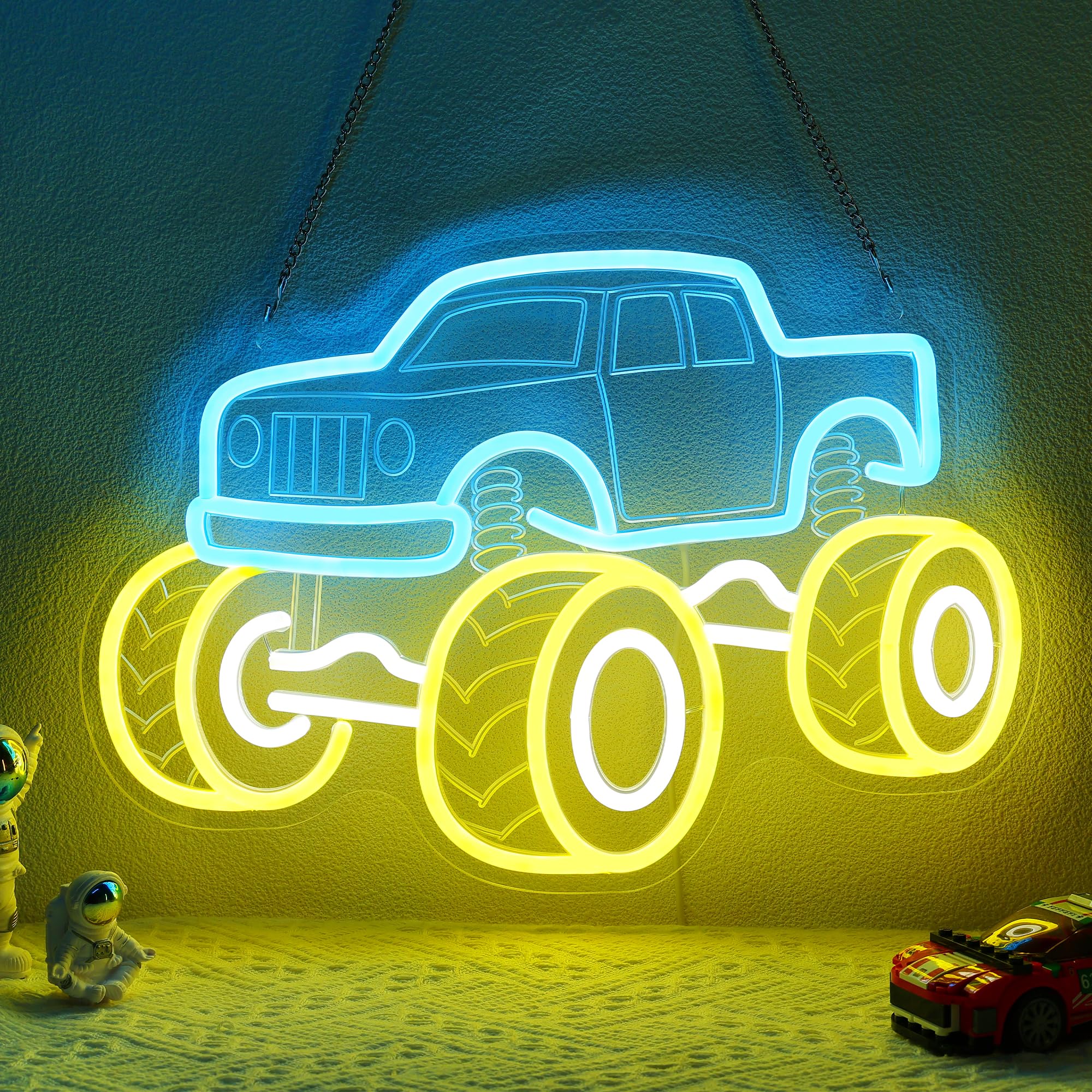 YuanDian Monster Truck Neon Sign, Neon Lights for Bedroom Gamer Room Wall Decor Gift Ideas for Teen Boys Nephew Son Grandson - Image 2