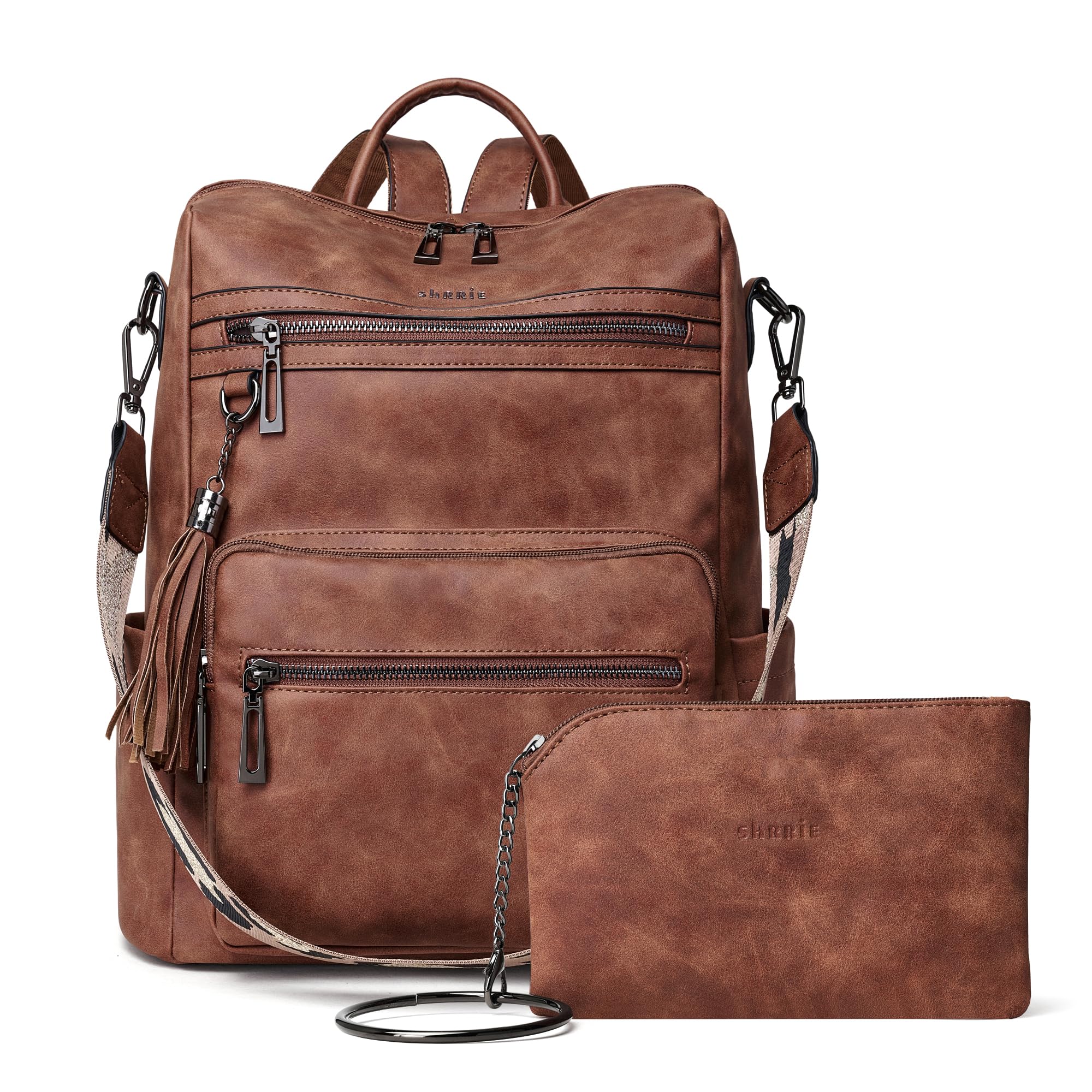 Shrrie Backpack Purse for Women Leather Fashion Designer Backpack Convertible Shoulder Satchel Bag for Travel College Work