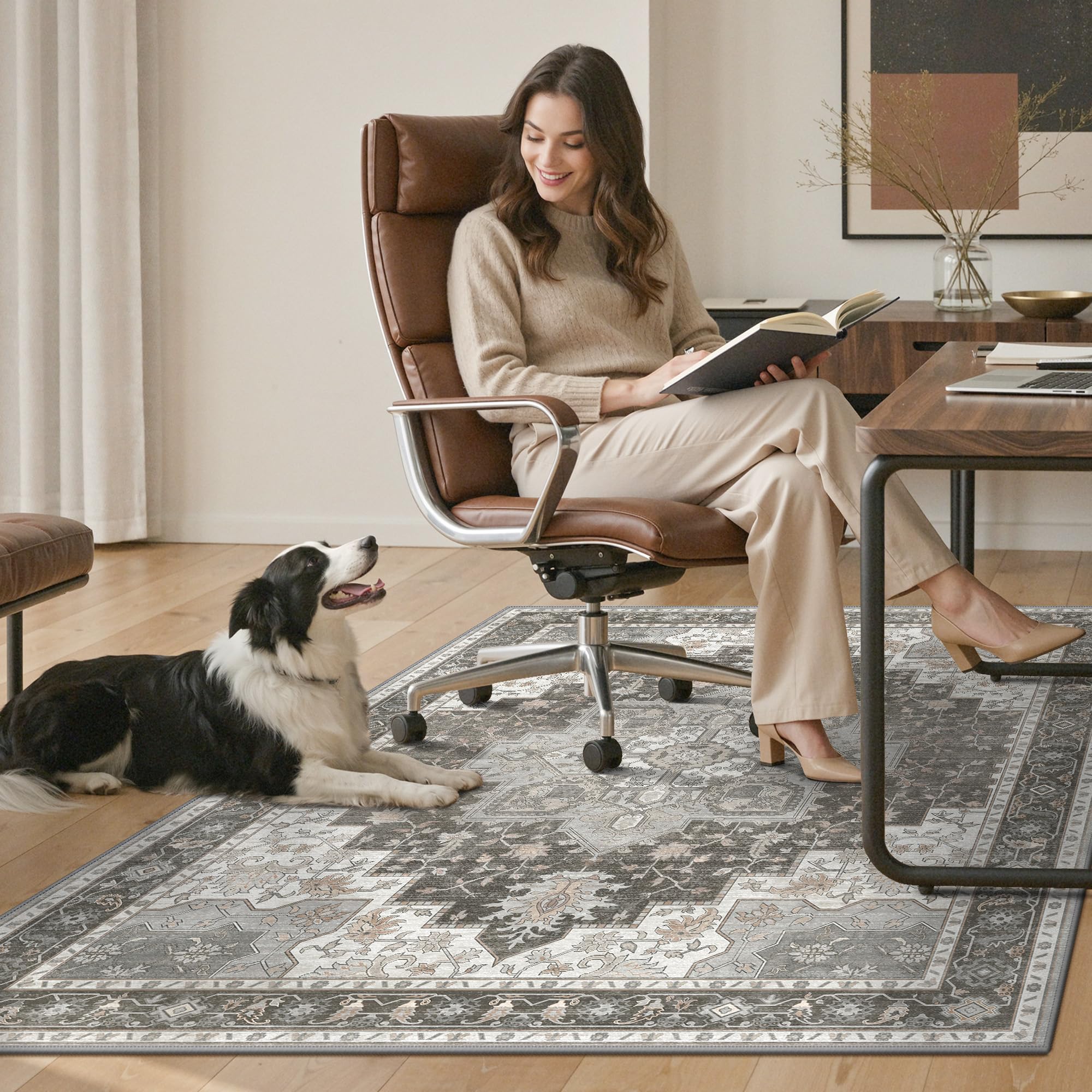 Tapete para Silla de Oficina de 48 x 60 Pulgadas para Suelo de baldosas de Madera Dura, Protector de Alfombra Debajo del Escritorio para Silla de computadora, Alfombra de área Lavable a máquina