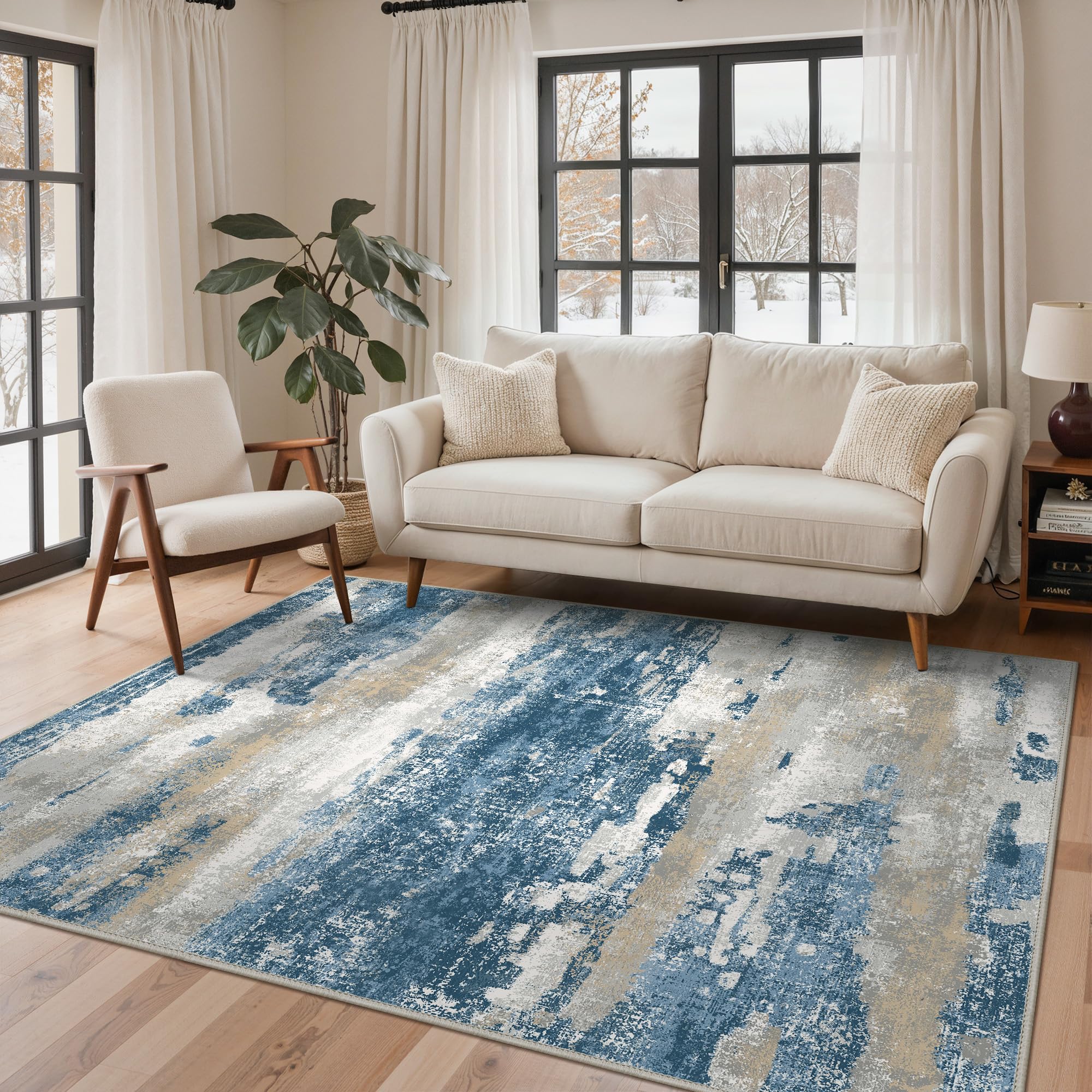 BEIMO Waschbarer Teppich Wohnzimmer, Abstrakt Design Teppich Schlafzimmer Kurzflor, Groß Teppiche rutschfest Weiche für Badezimmer Esszimmer Flur